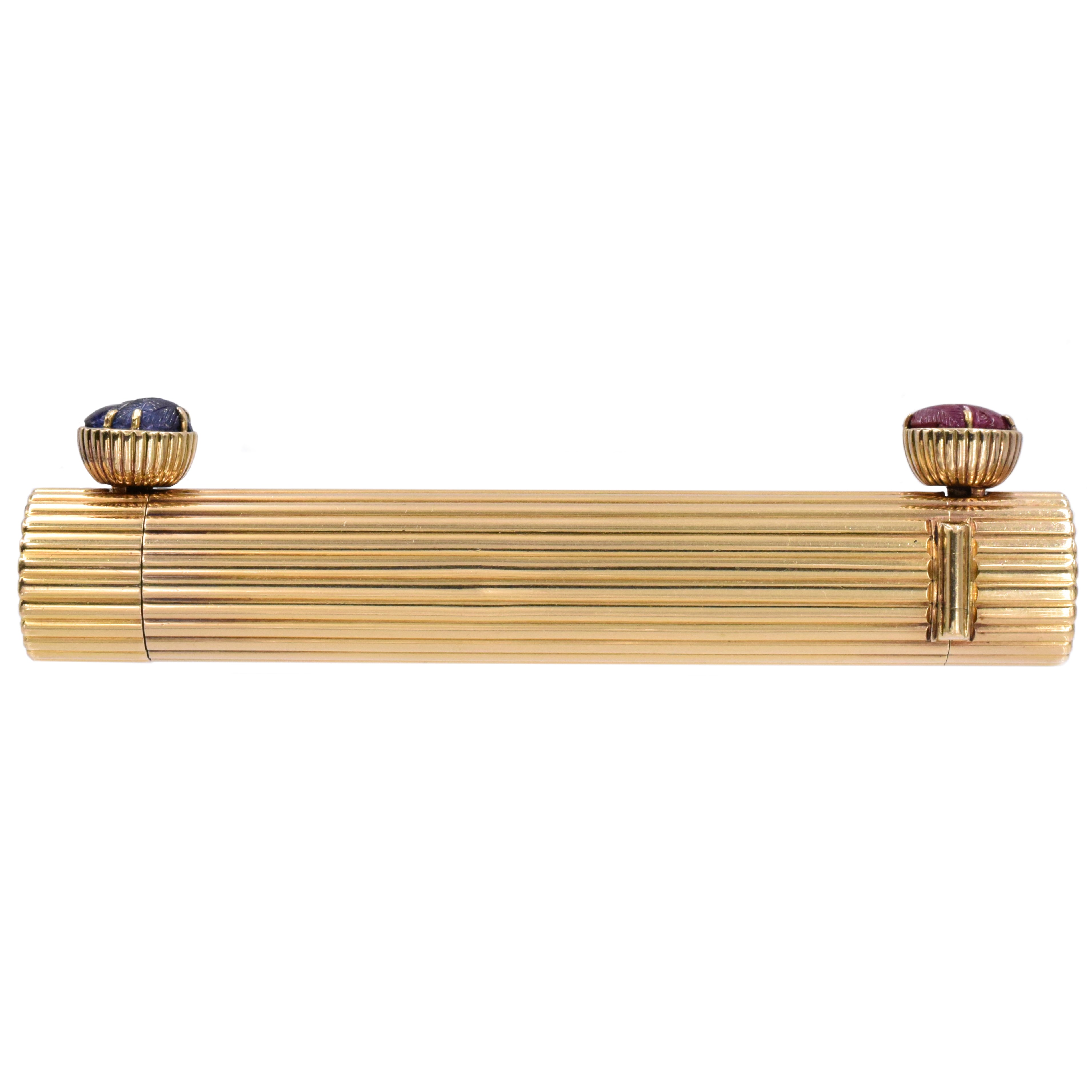 Cartier 1910-1920's Double Two-Sided Lipstick Holder In 18k Gold