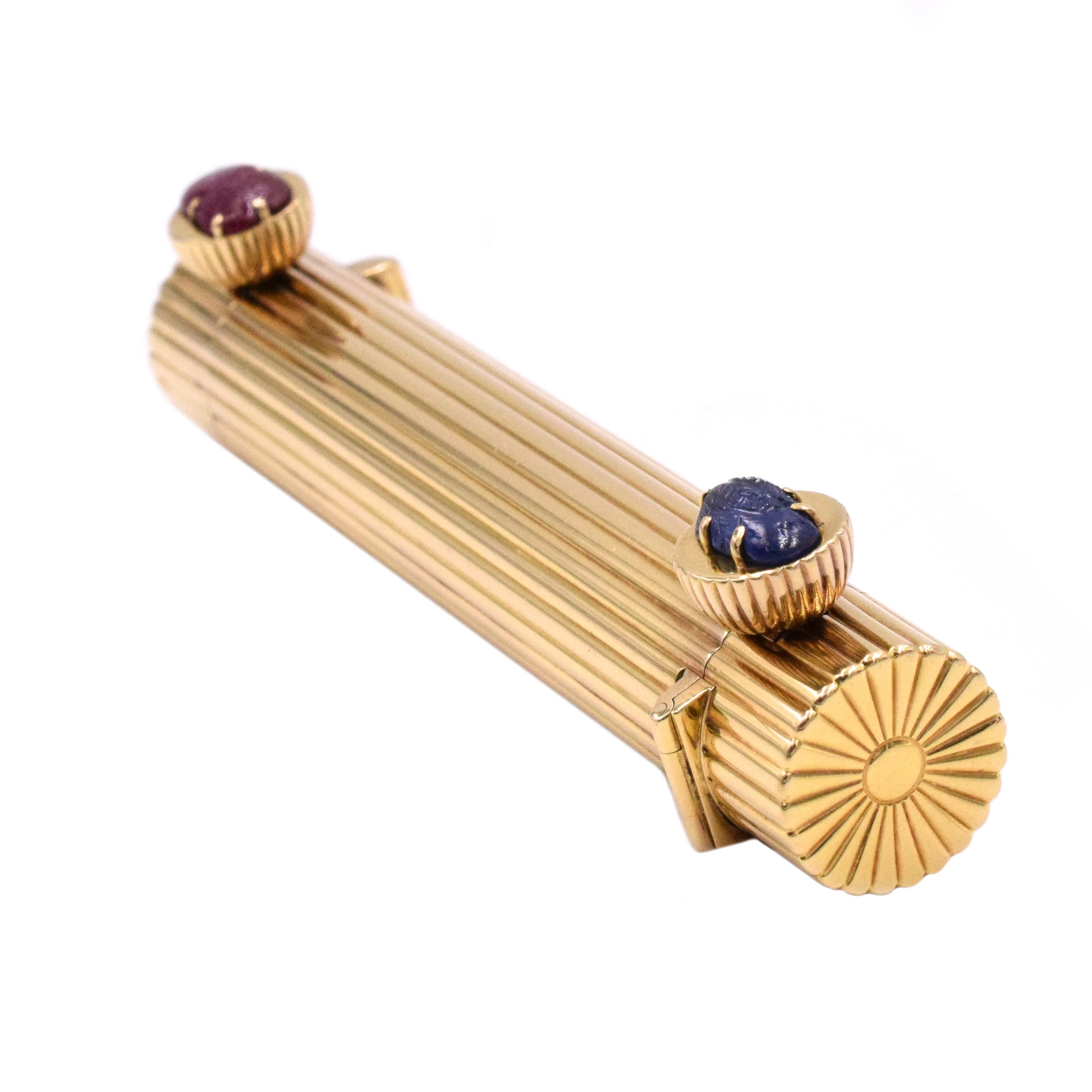 Cartier 1910-1920's Double Two-Sided Lipstick Holder In 18k Gold