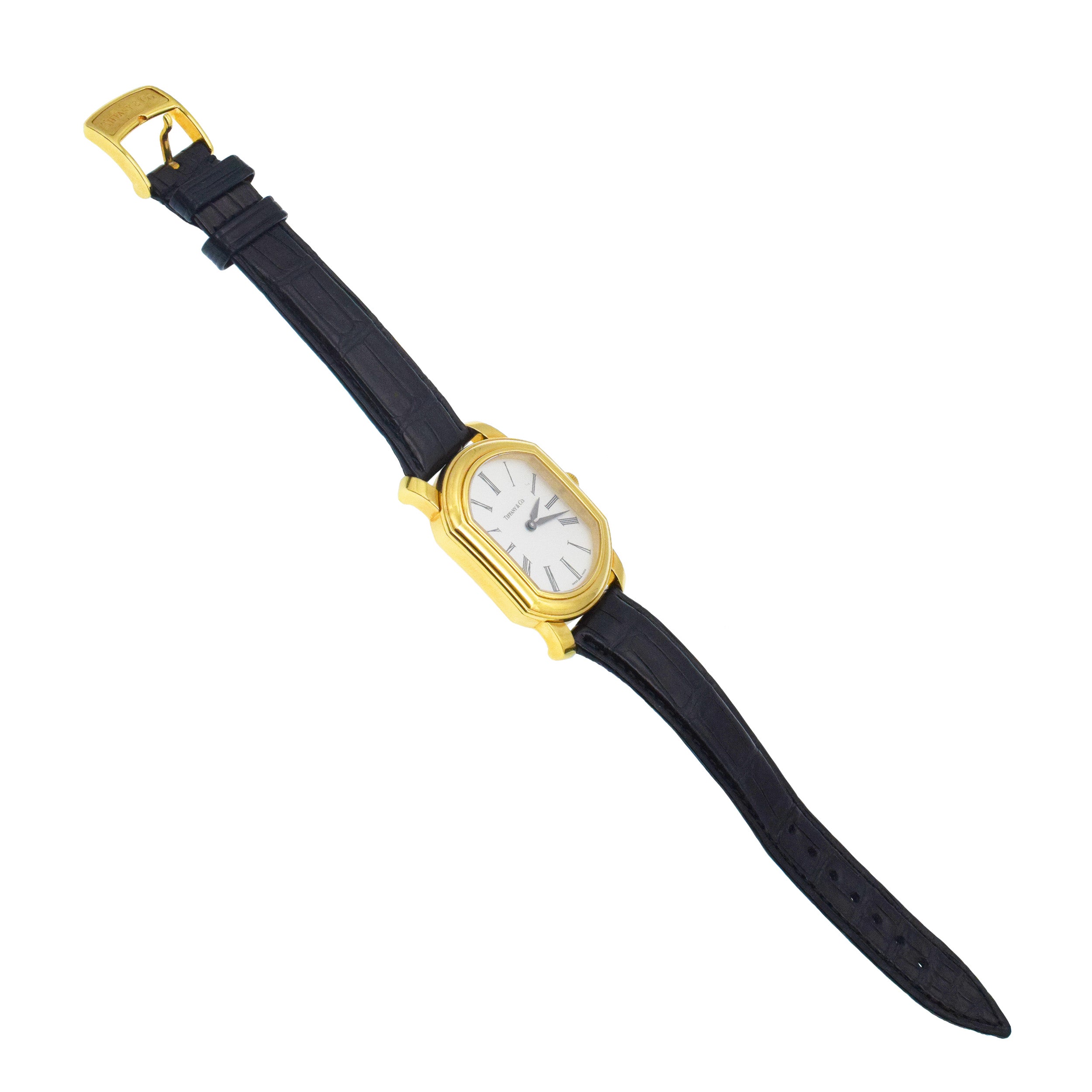 Tiffany & Co. Mark Coupe 18k Yellow Gold Watch With Original Alligator Strap