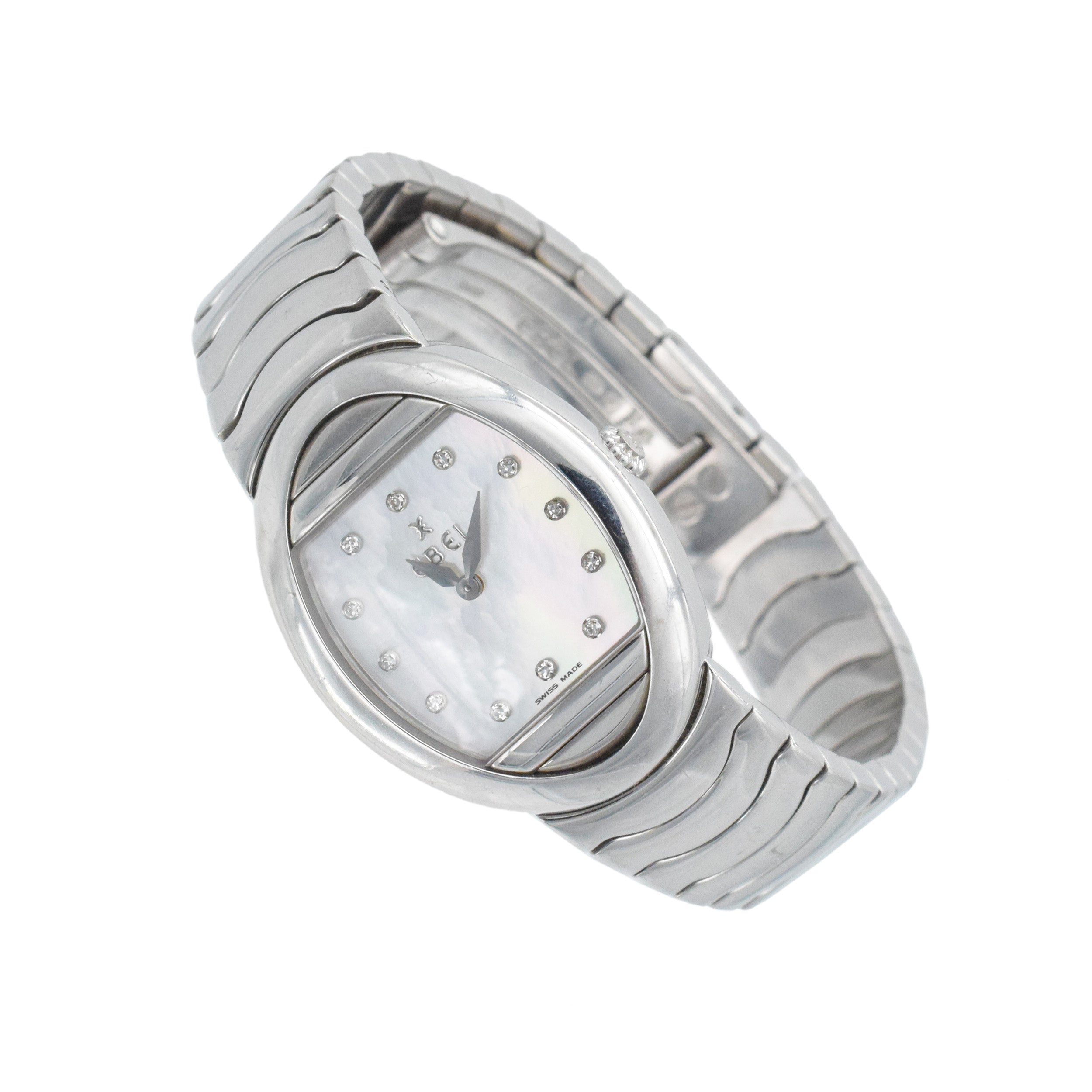 Edel Satya 18k White Gold Watch With Diamonds And Mother Of Pearl