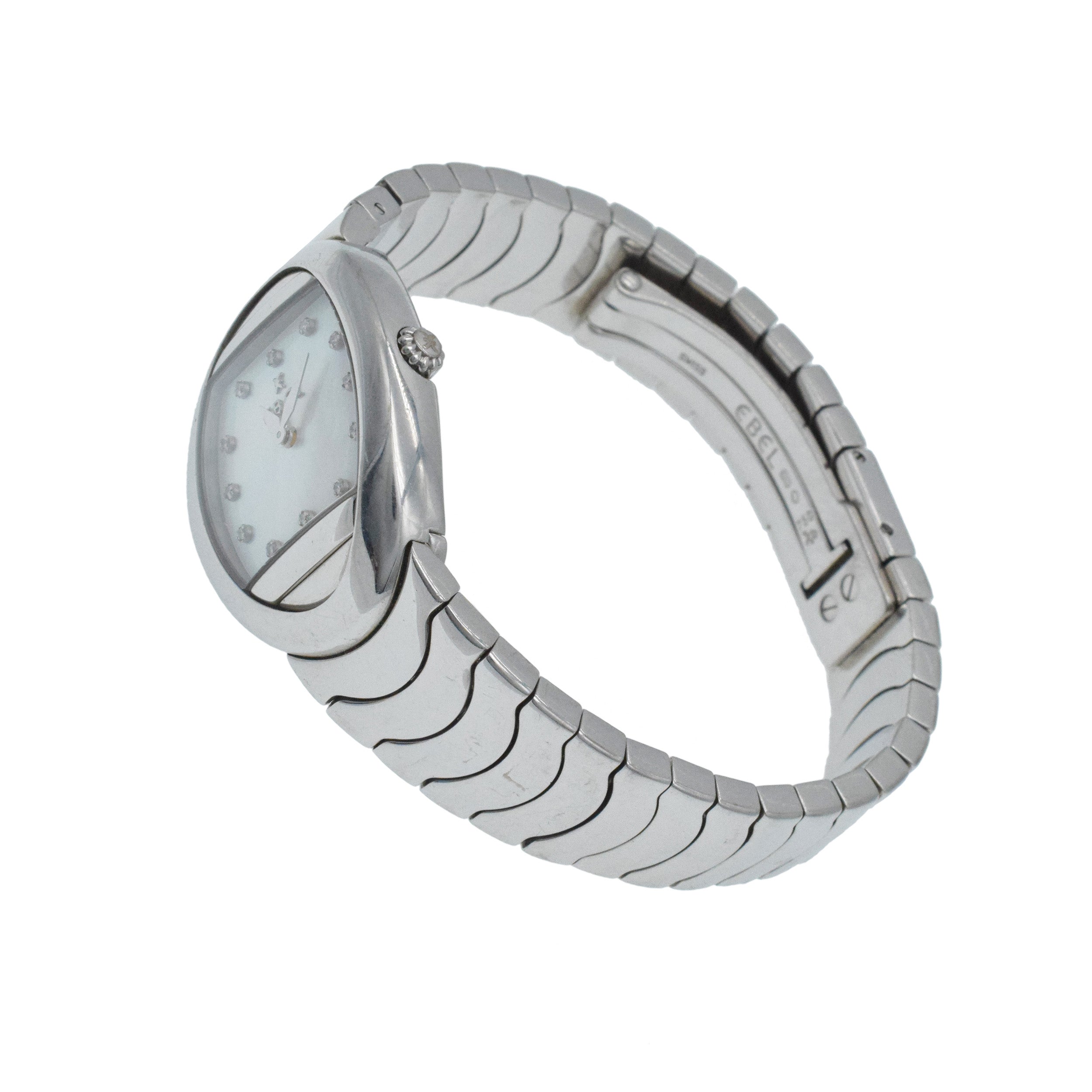 Edel Satya 18k White Gold Watch With Diamonds And Mother Of Pearl