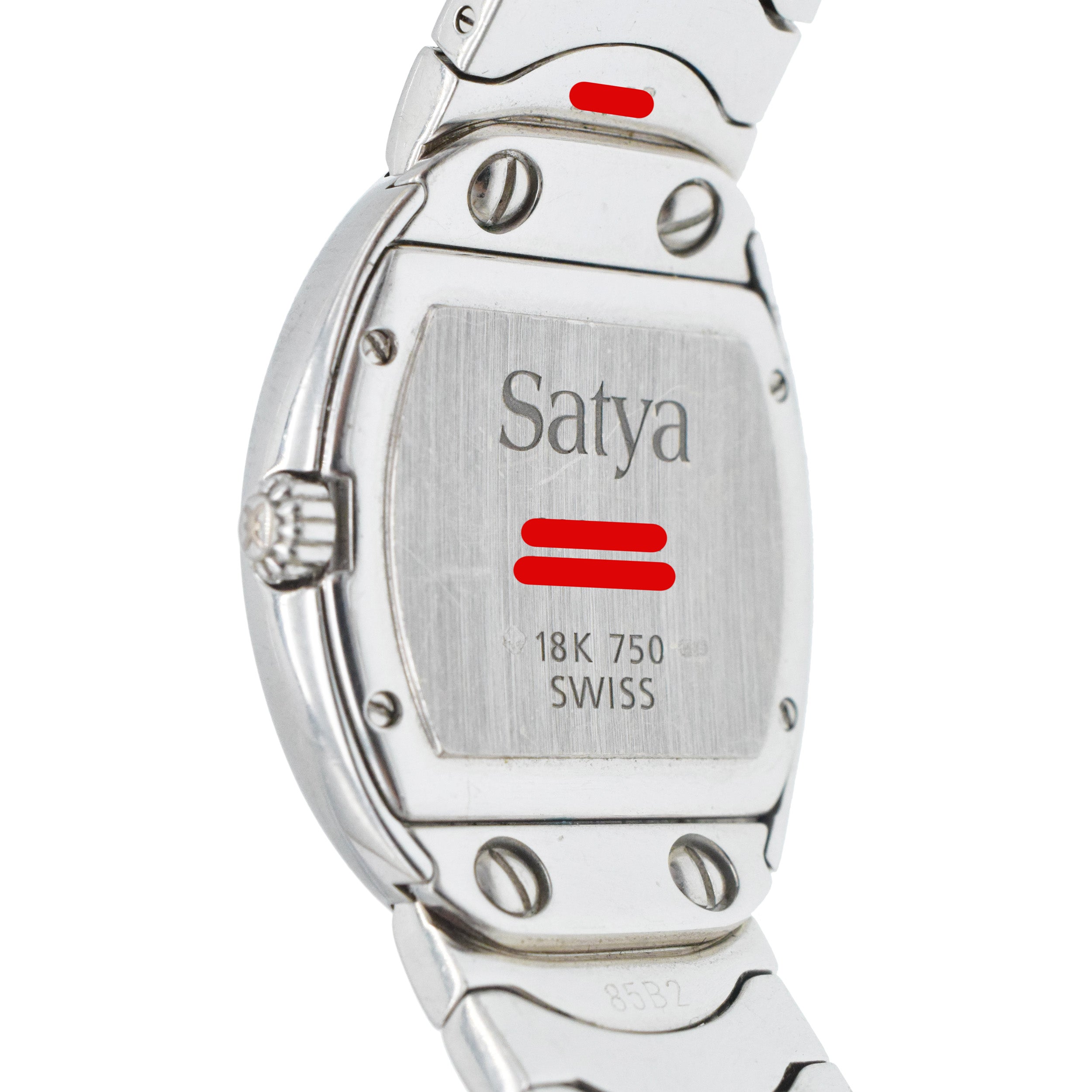 Edel Satya 18k White Gold Watch With Diamonds And Mother Of Pearl