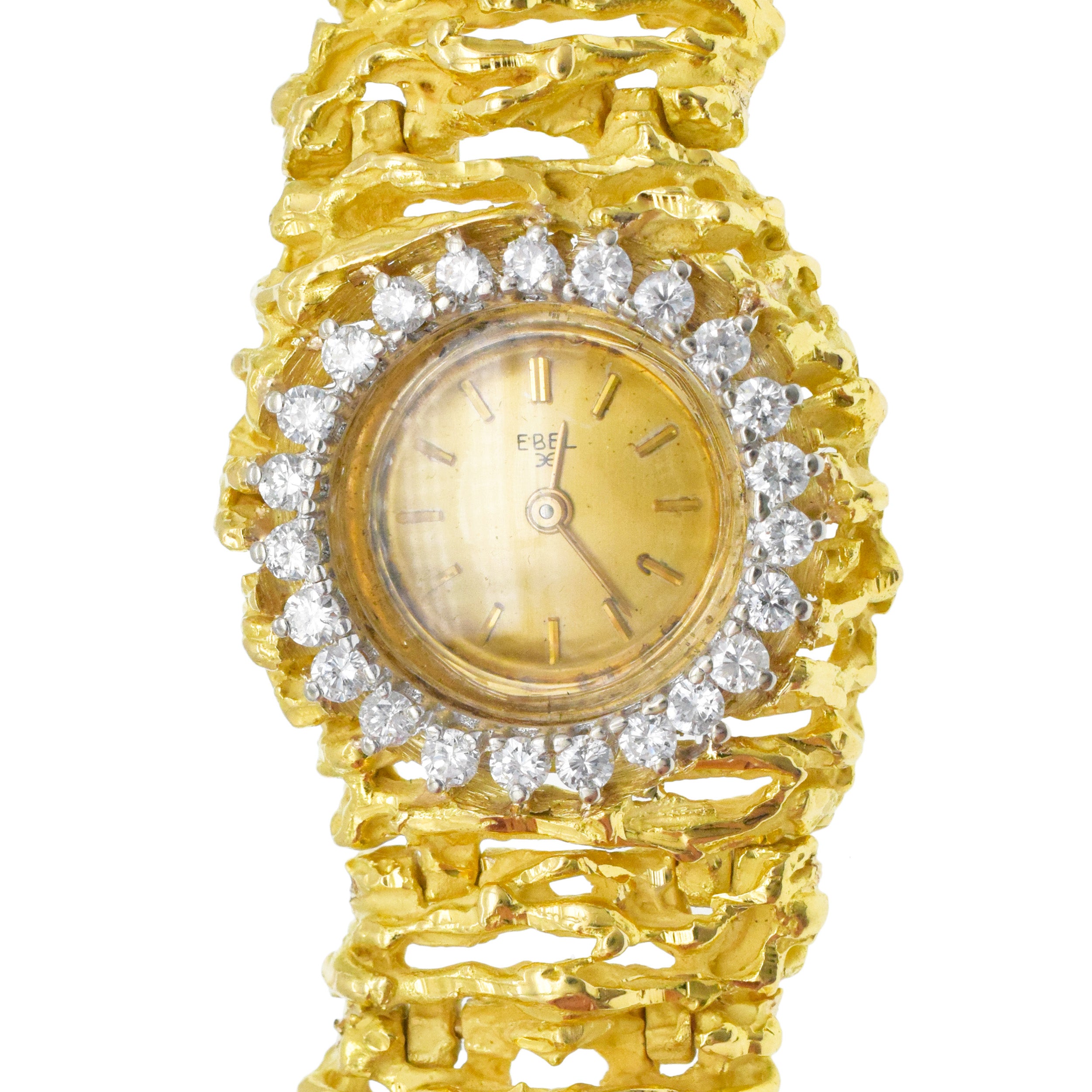 Ebel Lady's Gold and Diamond Cocktail Wristwatch In 18k Yellow Gold