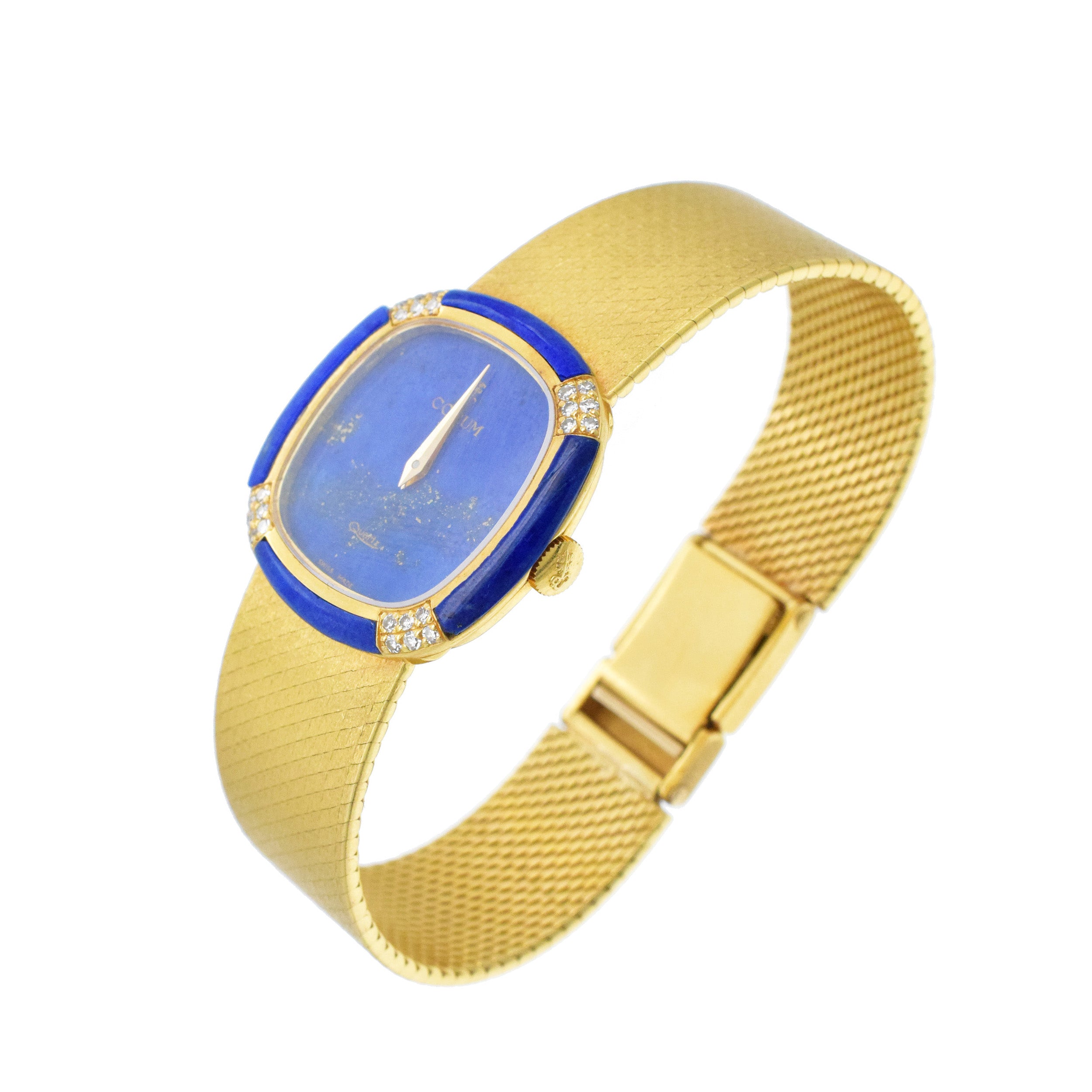 Corum Lapis Lazuli And Diamond Ladies Wrist Watch In 18k Yellow Gold