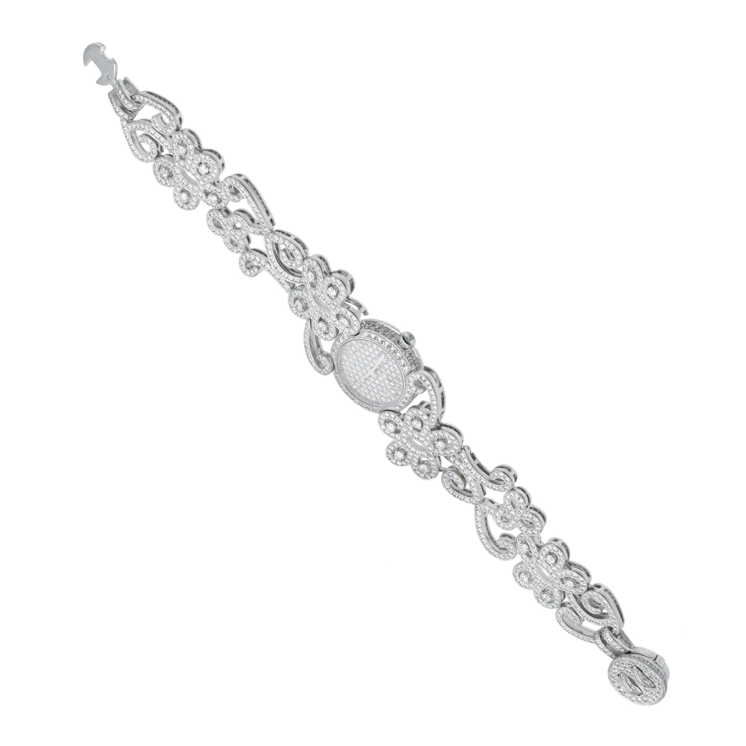 Van Cleef & Arpels Diamond "Dentelle" Watch In 18k White Gold