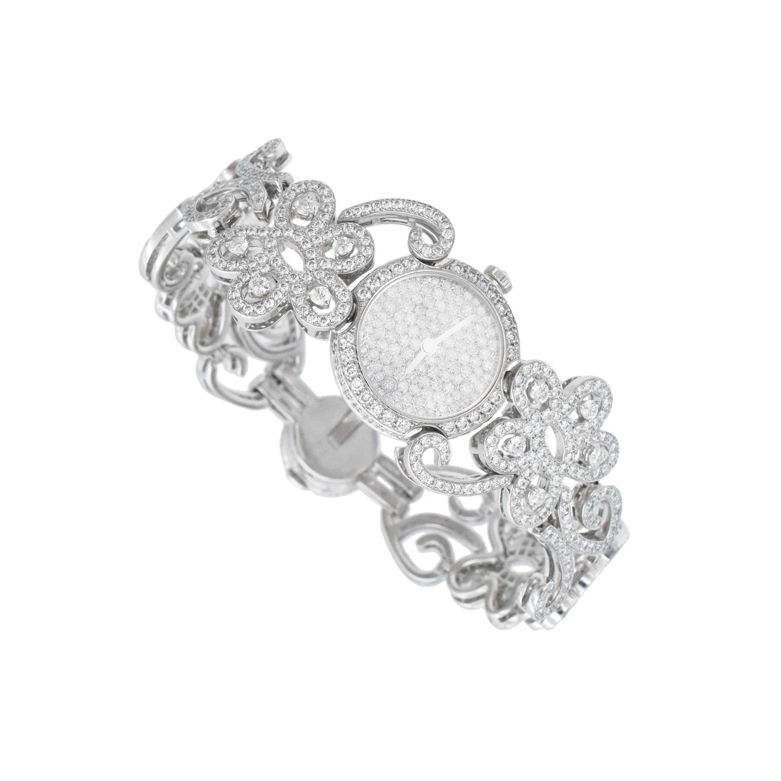 Van Cleef & Arpels Diamond "Dentelle" Watch In 18k White Gold