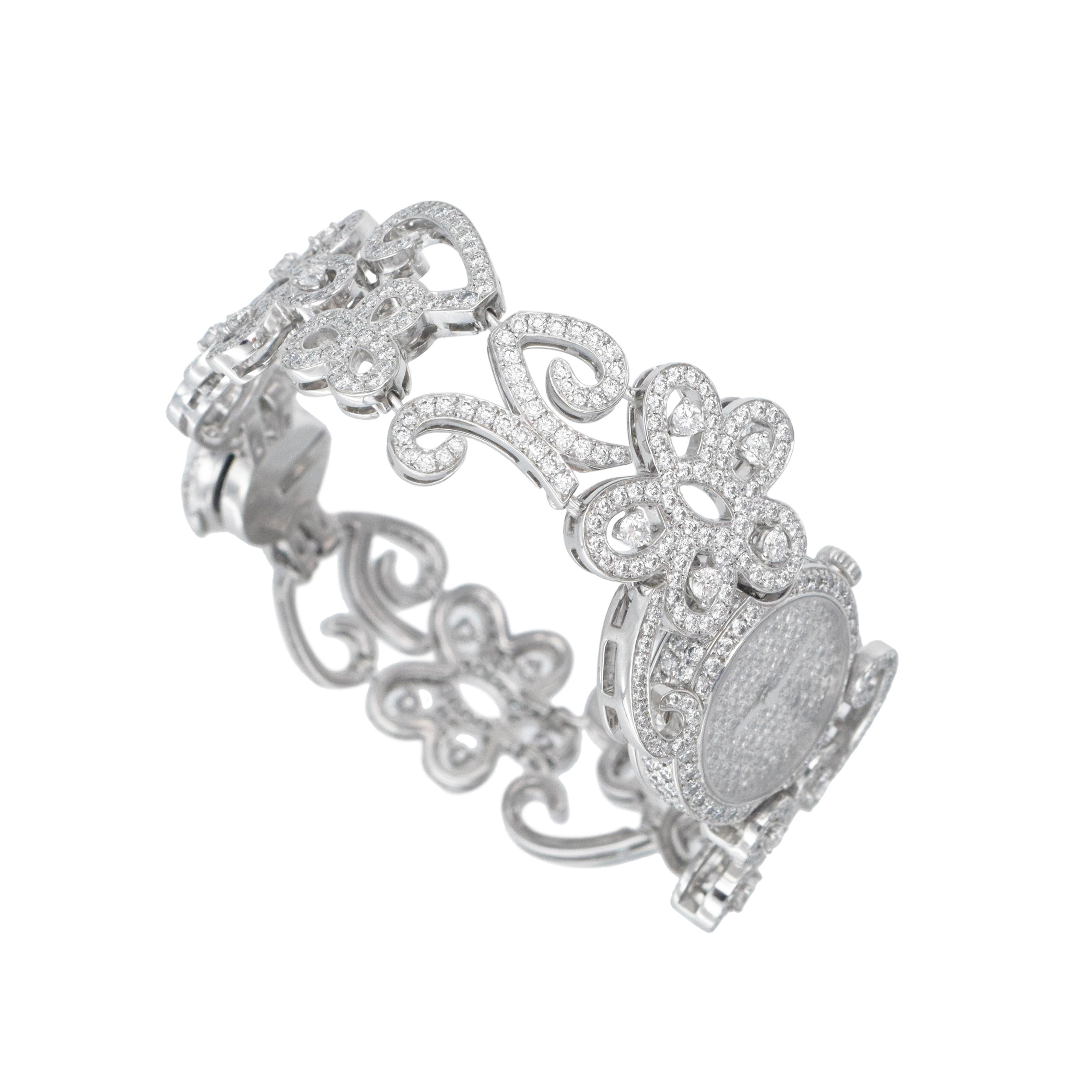 Van Cleef & Arpels Diamond "Dentelle" Watch In 18k White Gold