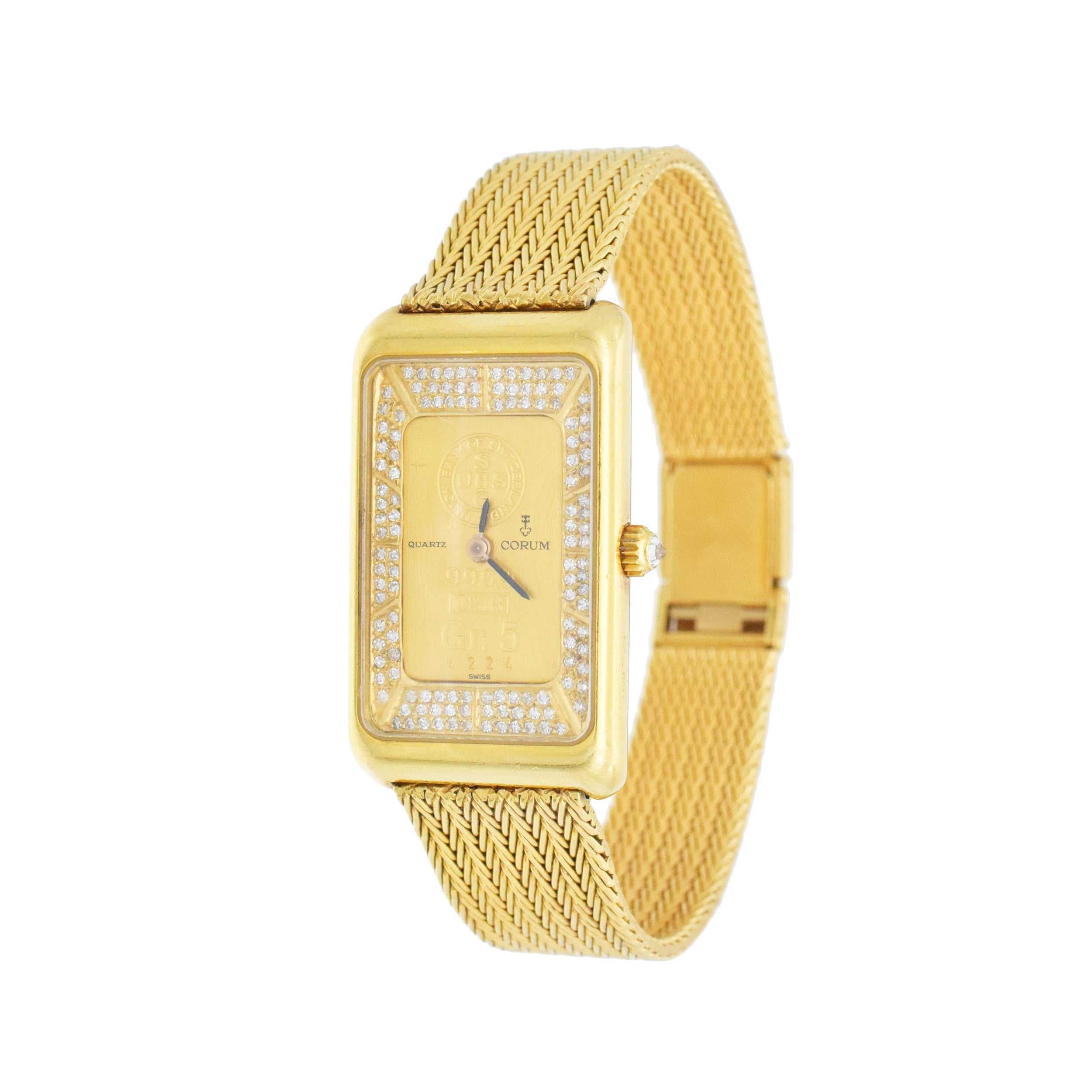 Corum Union Bank Of Switzerland Gold Bar Wrist Watch In 18k Yellow Gold