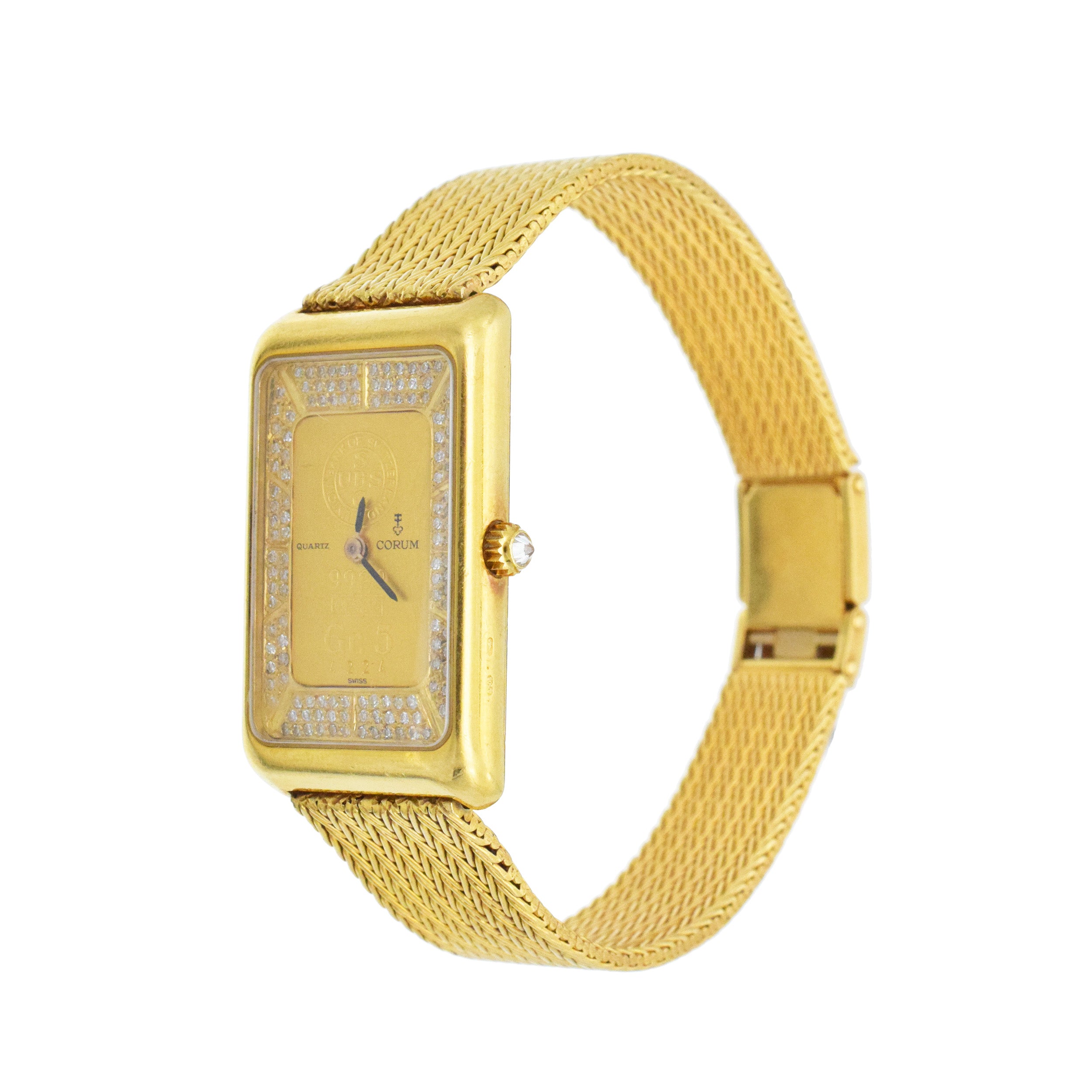 Corum Union Bank Of Switzerland Gold Bar Wrist Watch In 18k Yellow Gold