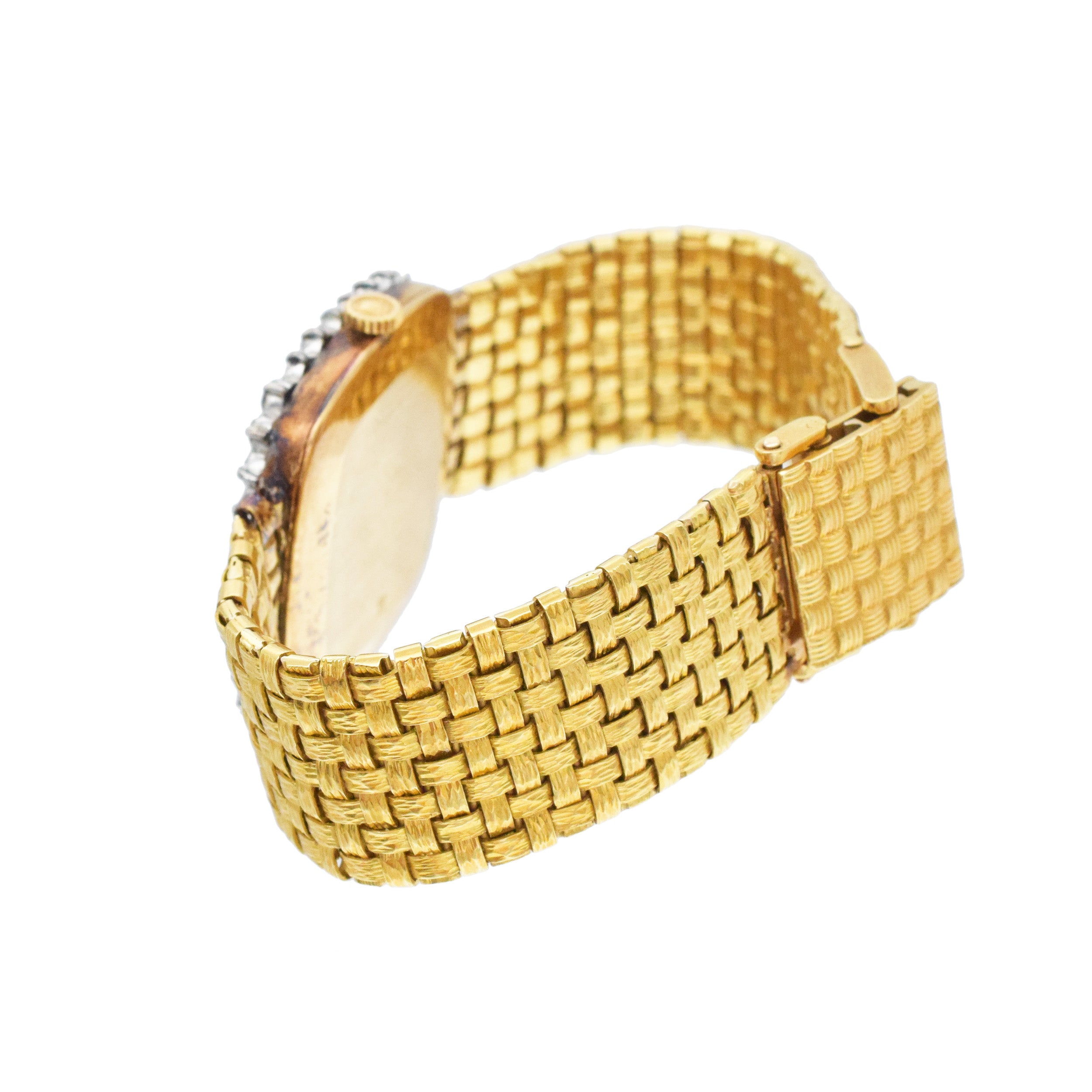 Rolex Cellini Diamond Mechanical Wrist Watch In 18k Yellow Gold