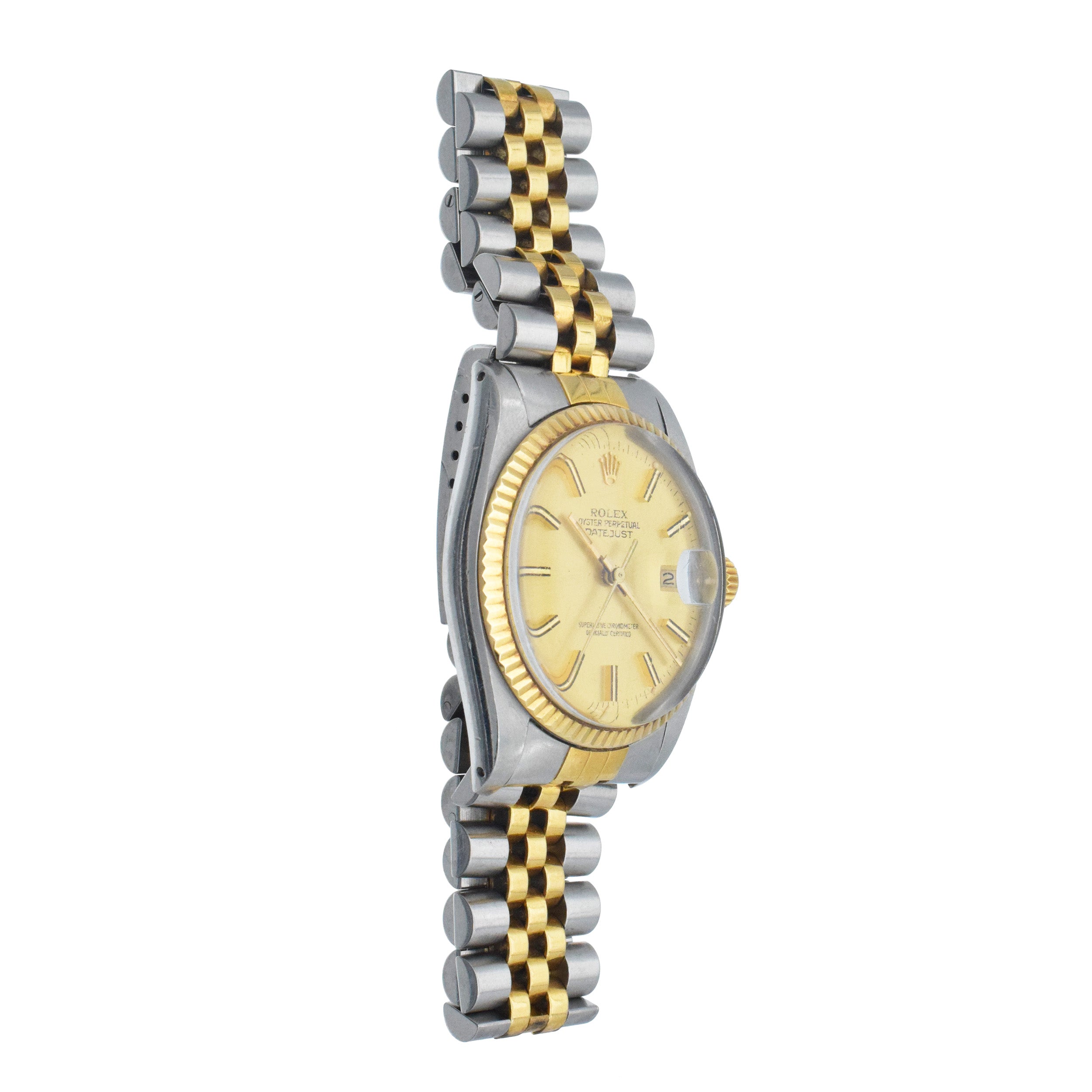 Rolex Vintage Men's 'Datejust' Wristwatch In 18k Yellow Gold And Stainless Steel
