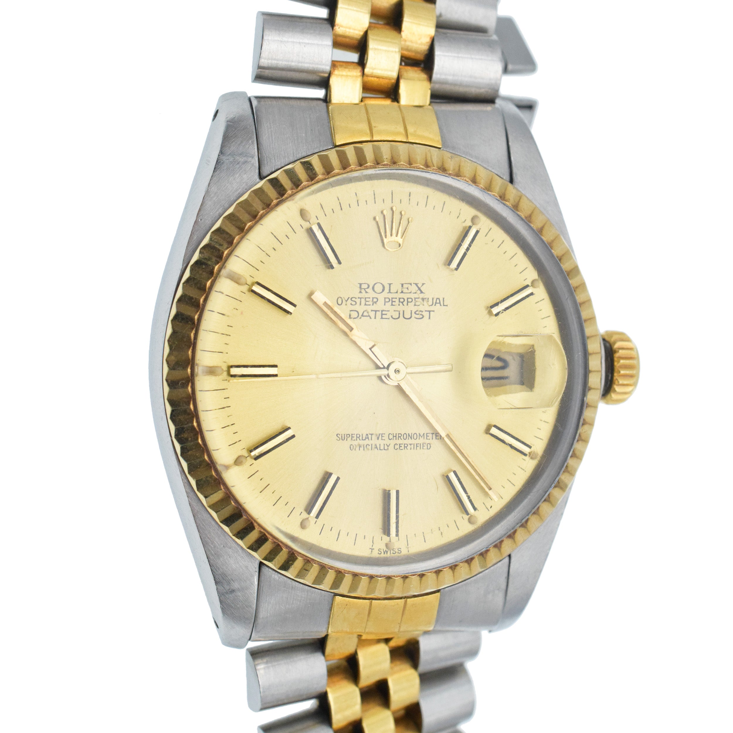 Rolex Vintage Men's 'Datejust' Wristwatch In 18k Yellow Gold And Stainless Steel