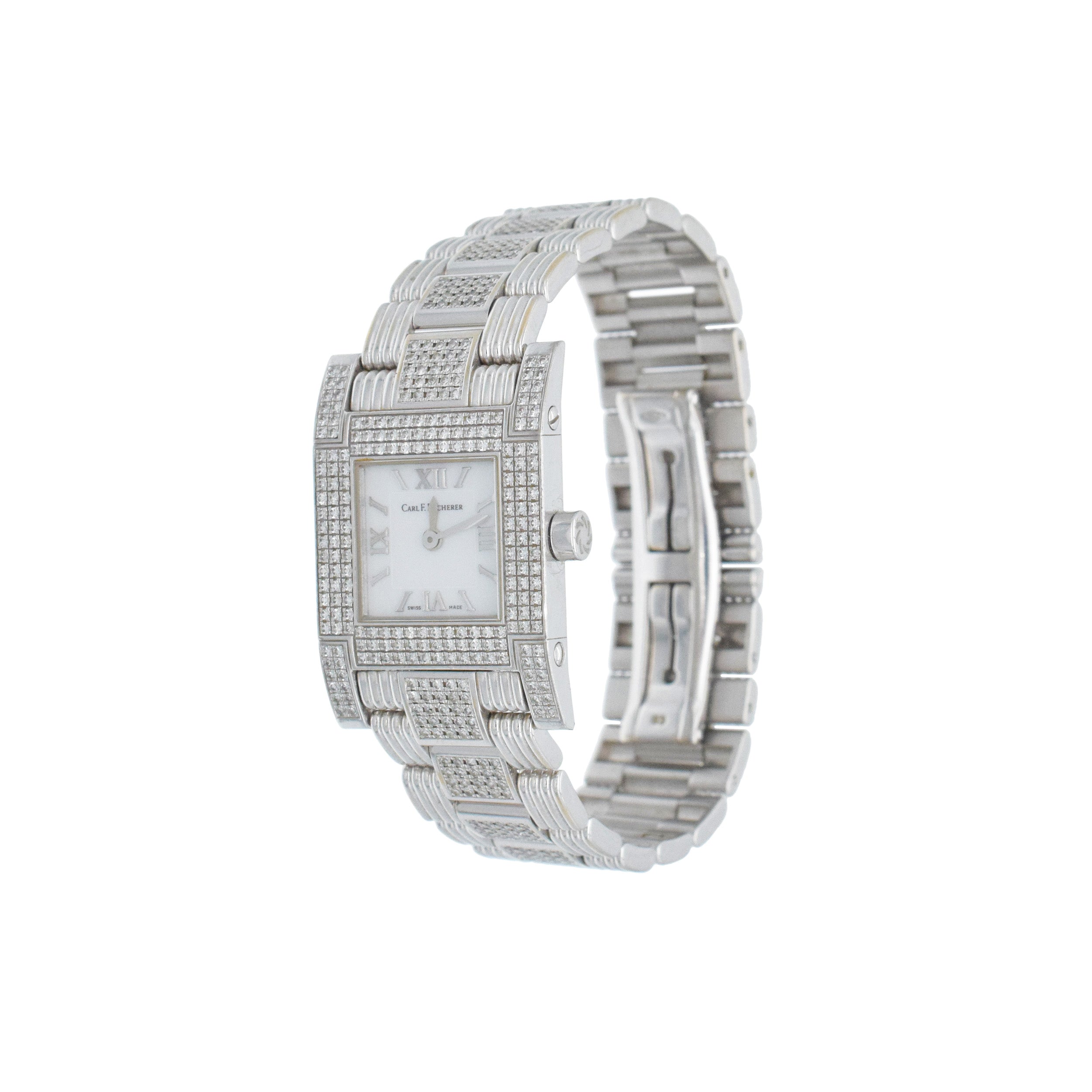 Carl F. Bucherer Pathos Midi Ladies Diamond Wrist Watch In 18k White Gold
