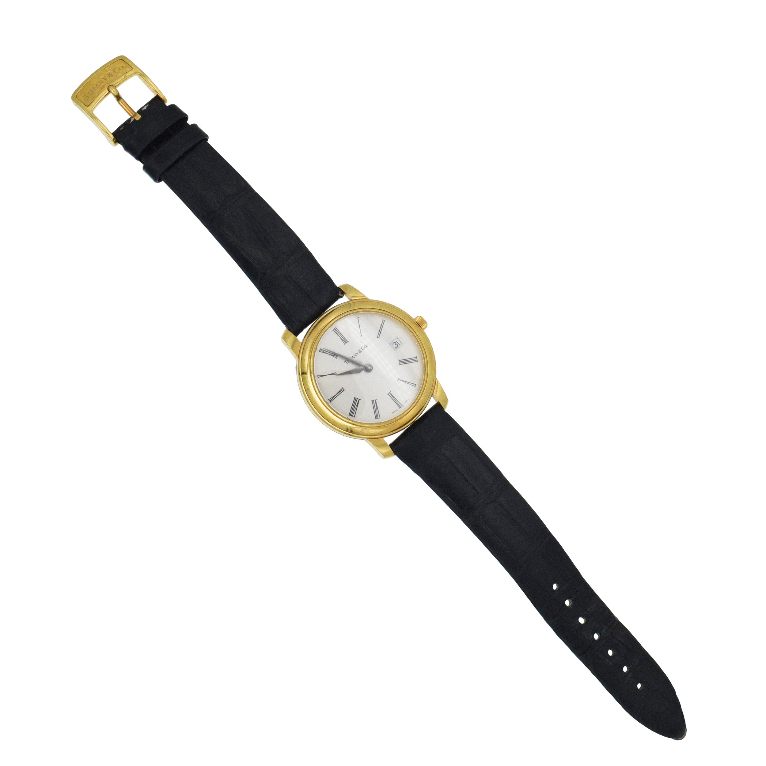 Tiffany & Co. Gentleman's Mark Resonator Atlas Watch In 18k Yellow Gold With Alligator Strap