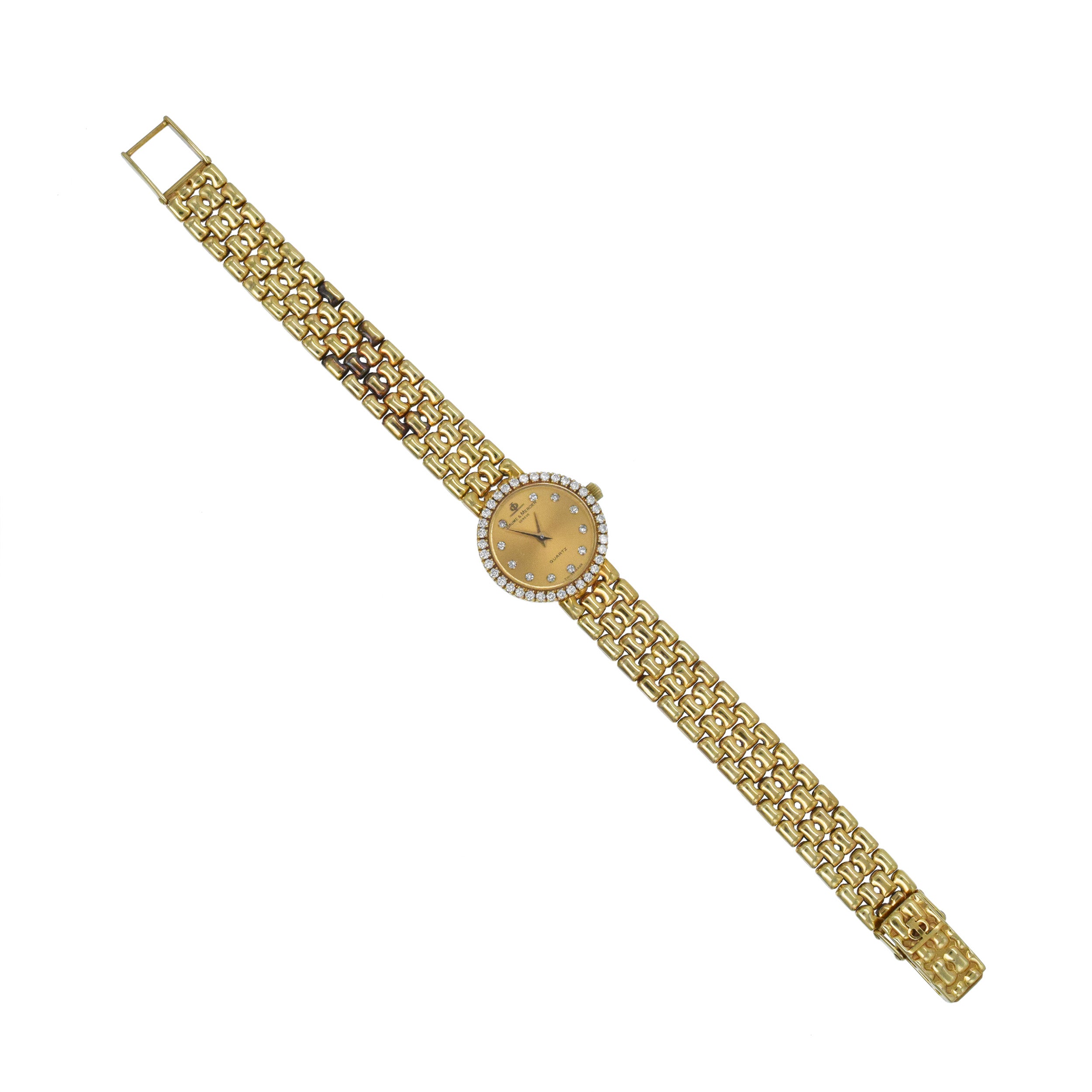 Baume & Mercier 18k & 14k Yellow Gold Ladies Wrist Watch With Diamonds