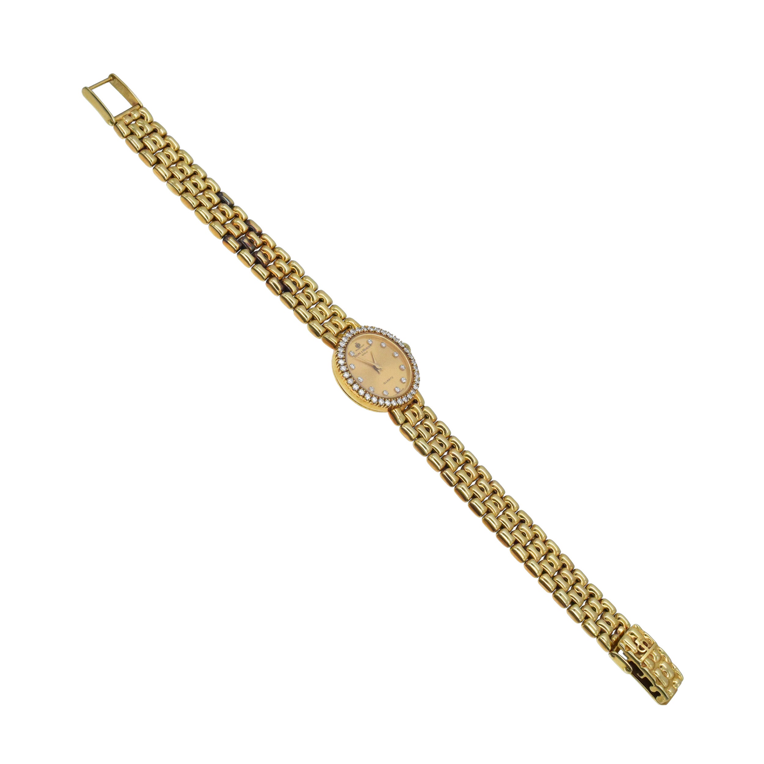 Baume & Mercier 18k & 14k Yellow Gold Ladies Wrist Watch With Diamonds