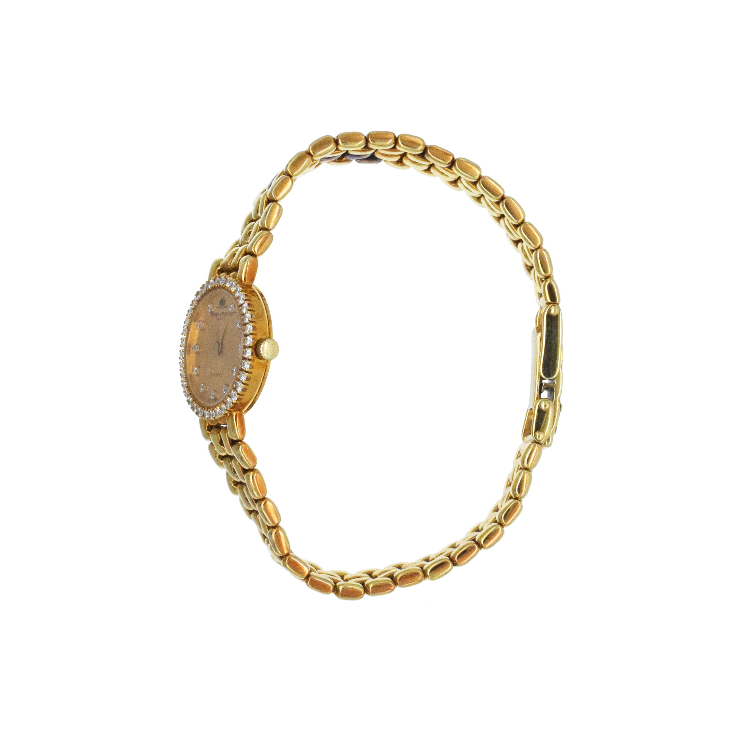 Baume & Mercier 18k & 14k Yellow Gold Ladies Wrist Watch With Diamonds
