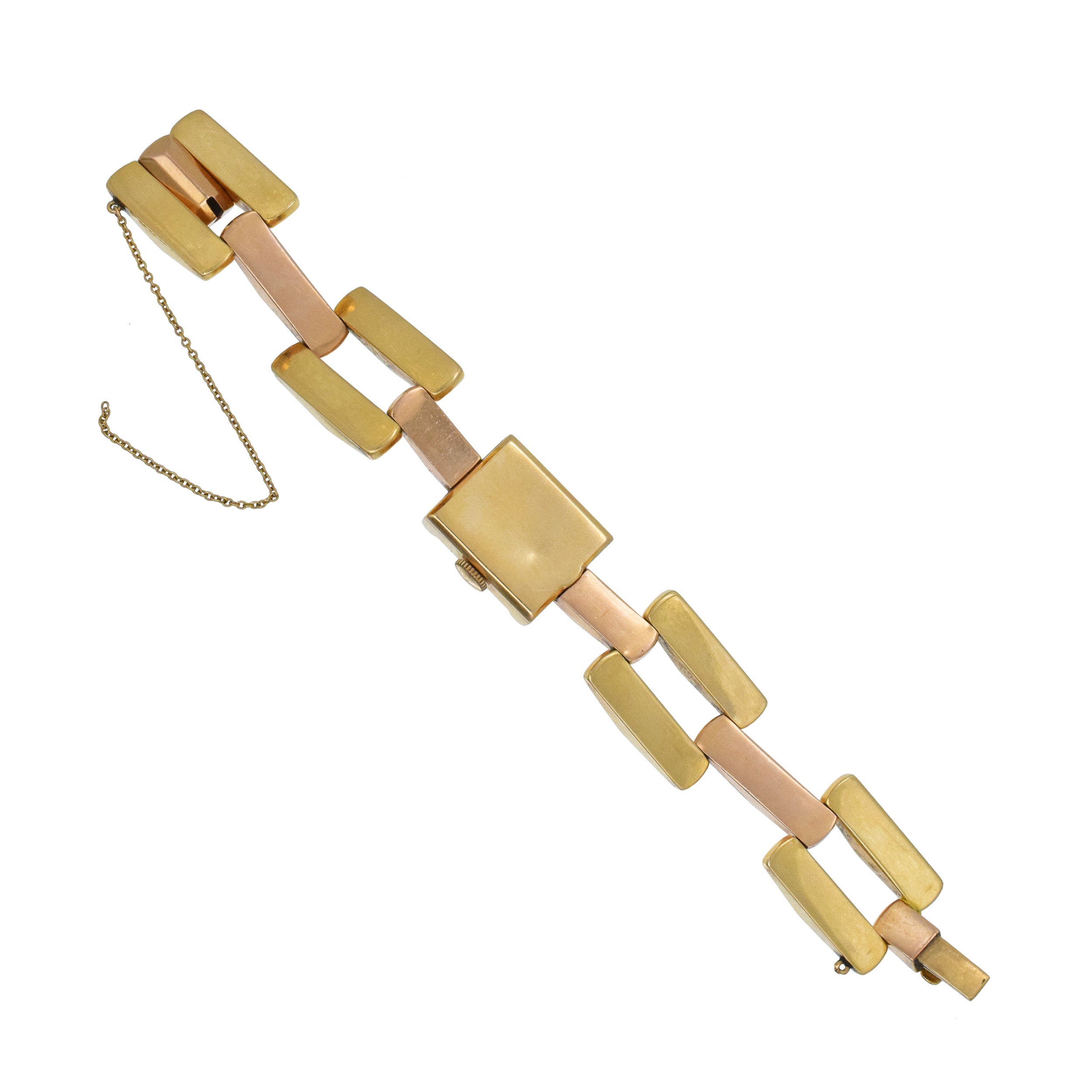 Otto Grun Vintage Wrist Watch In 14k Yellow And Rose Gold