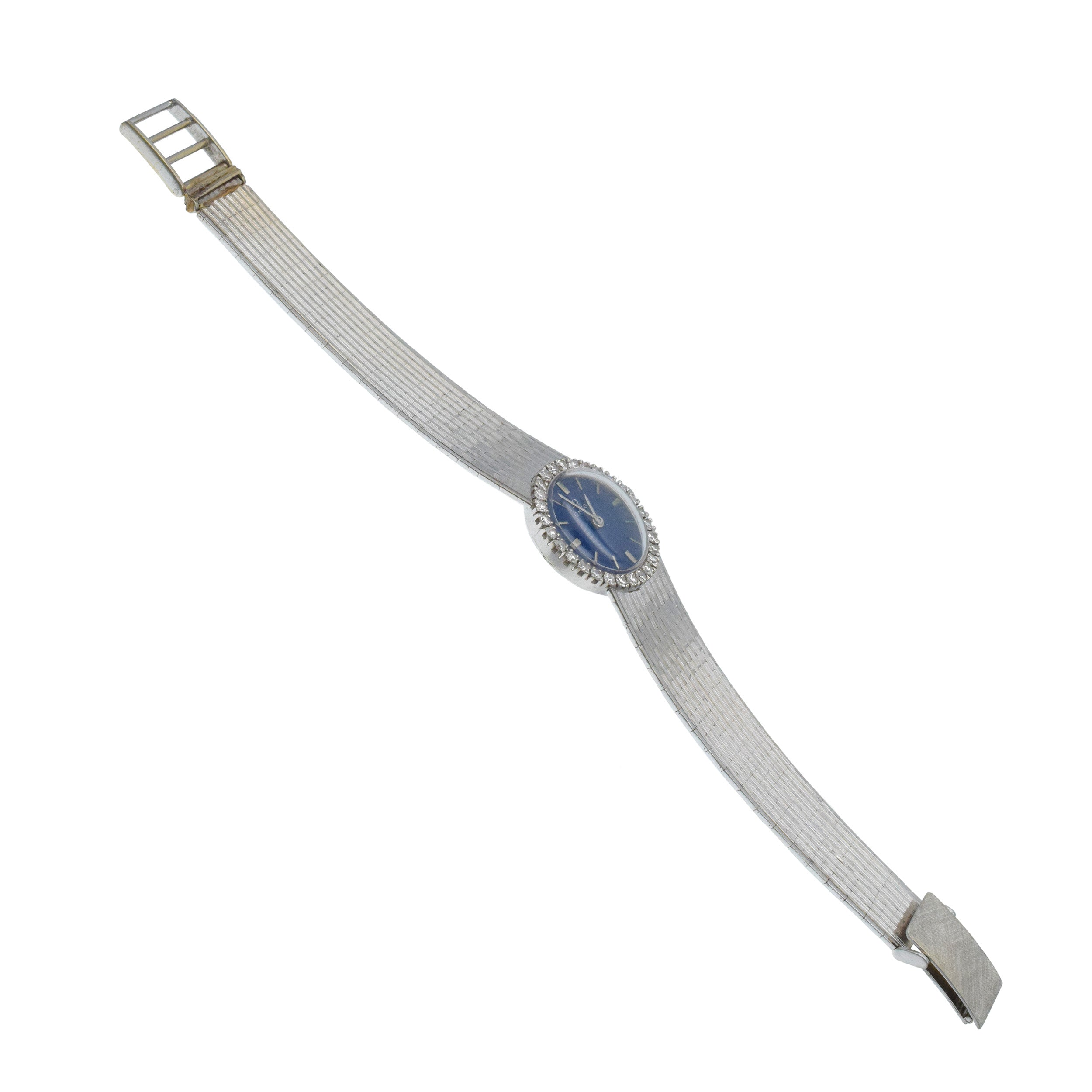 Omega De Ville Vintage Diamond Wrist Watch In 18k White Gold