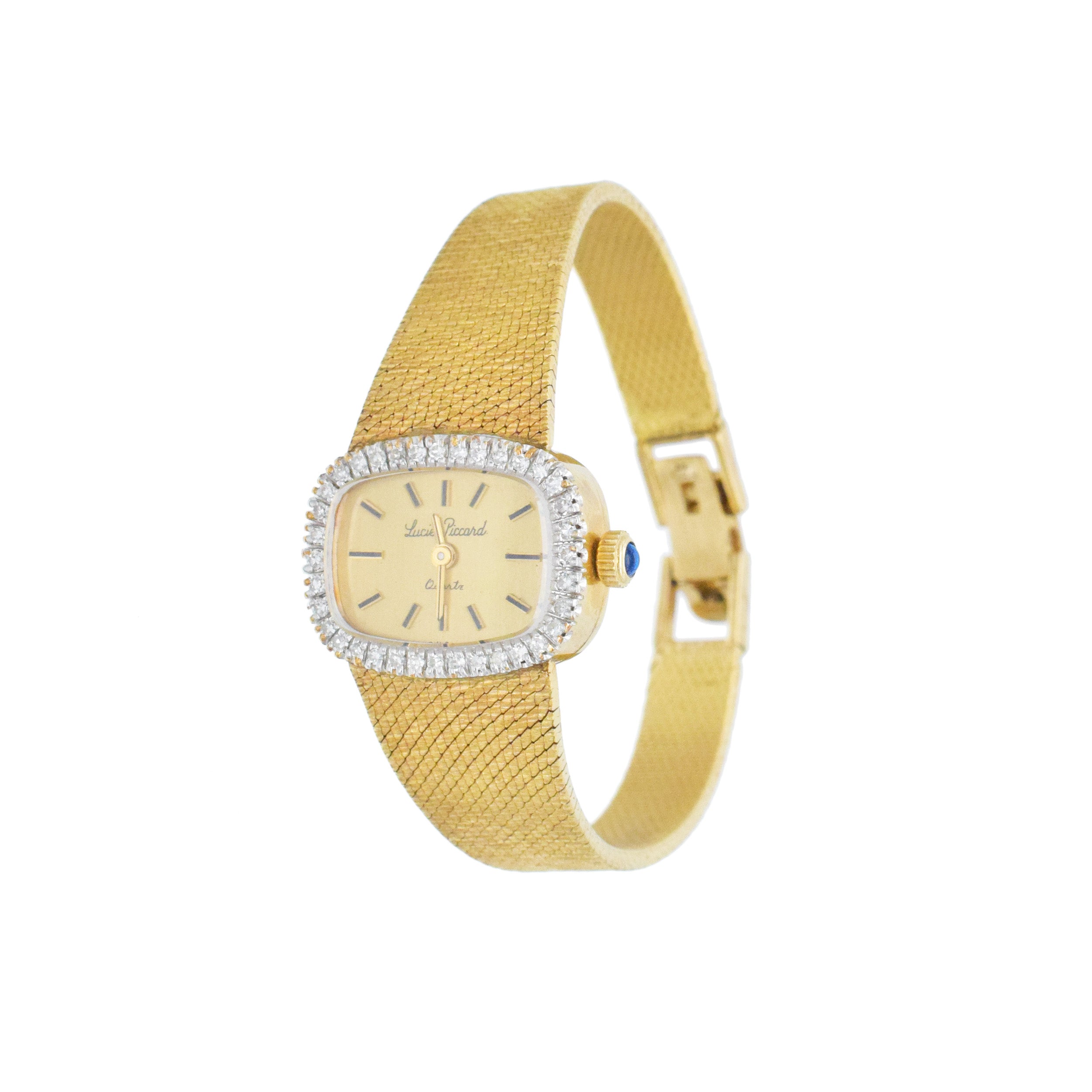 Lucien Piccard Ladies Diamond Wrist Watch In 14k Yellow Gold