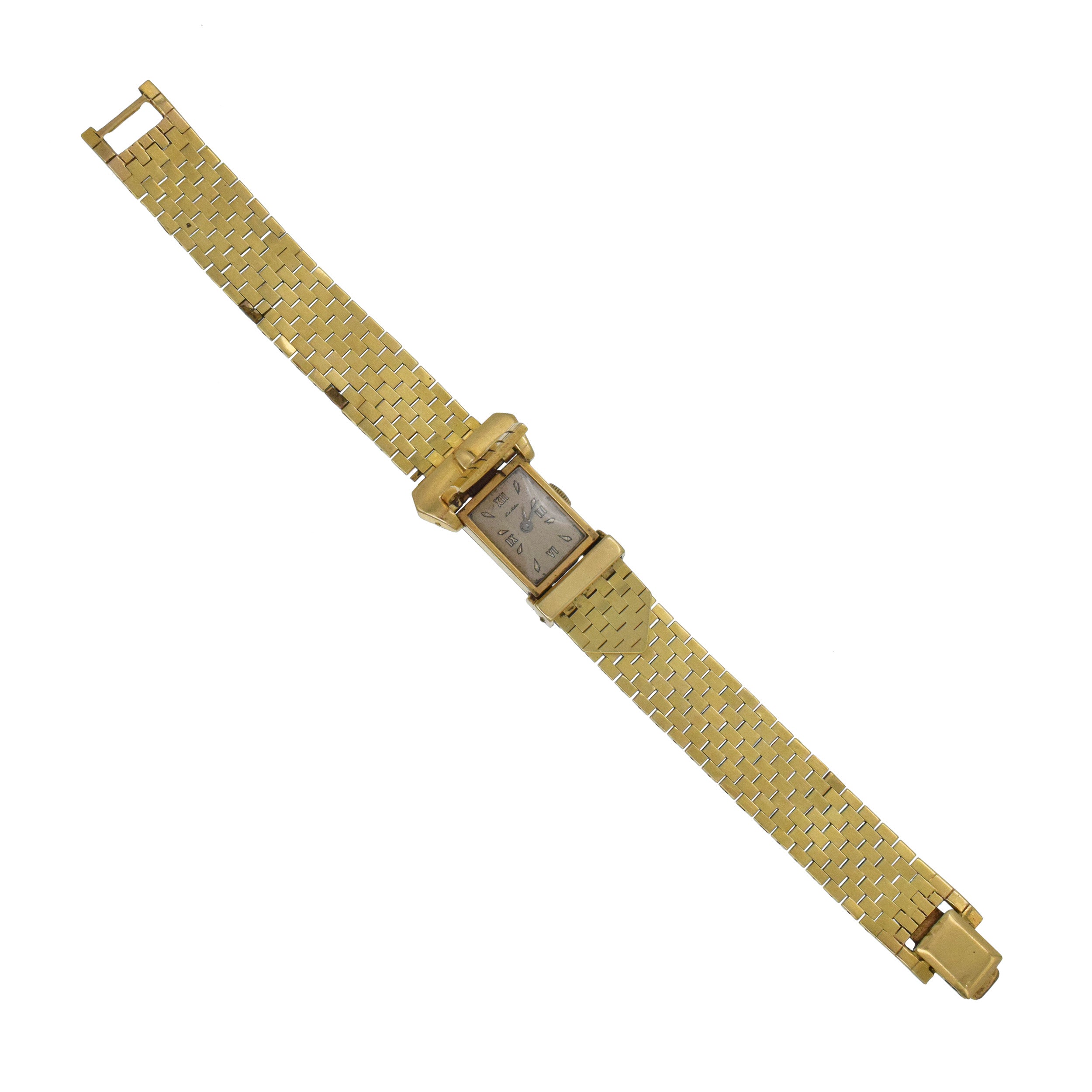 De Riba Vintage Belt Buckle Peekaboo Watch In 14k Yellow Gold
