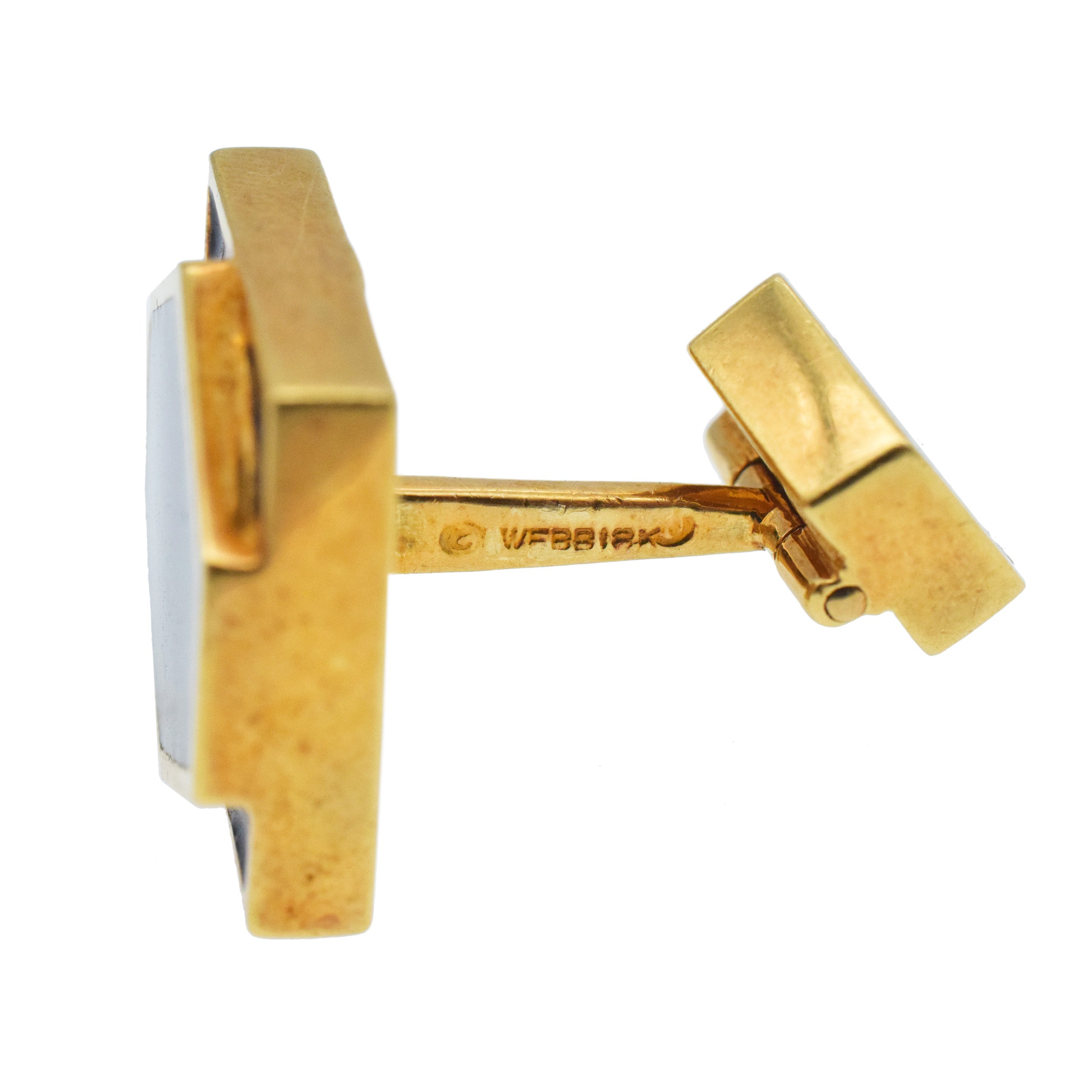 David Webb Black Enamel Geometric Cufflinks In 18k Yellow Gold