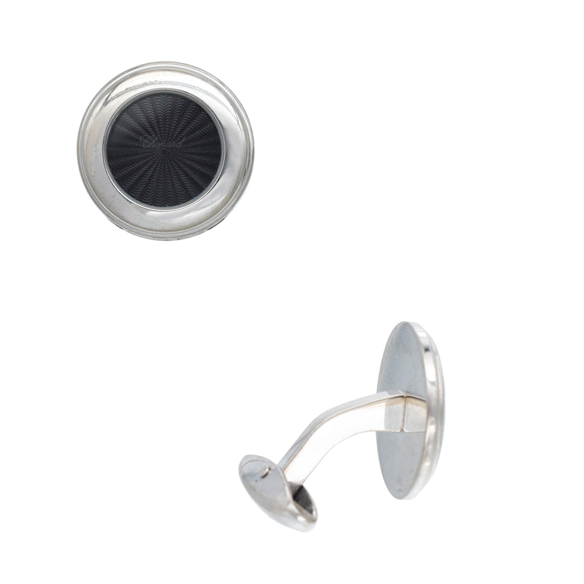 Chopard guilloche enamel cufflinks in 18k white gold