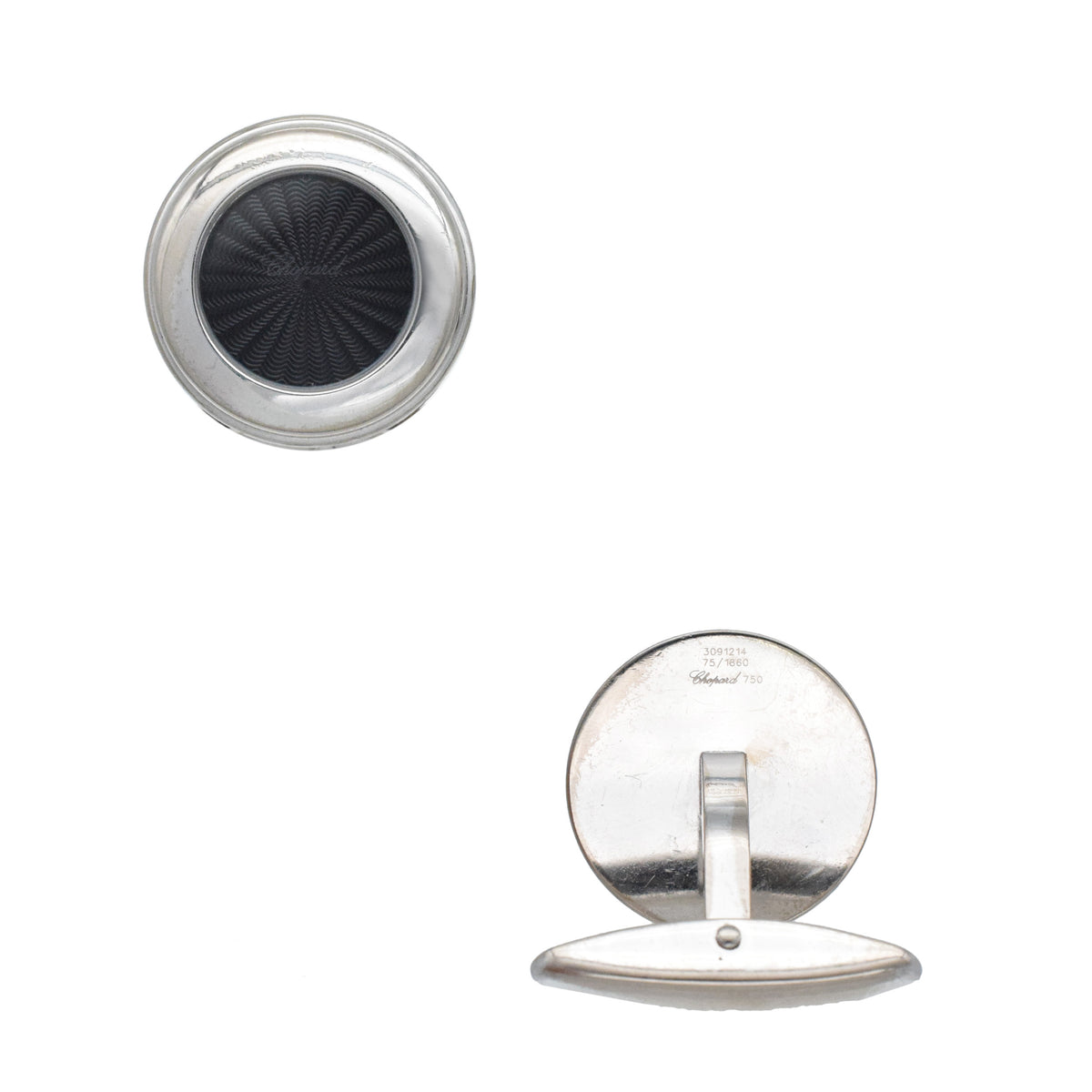 Chopard guilloche enamel cufflinks in 18k white gold
