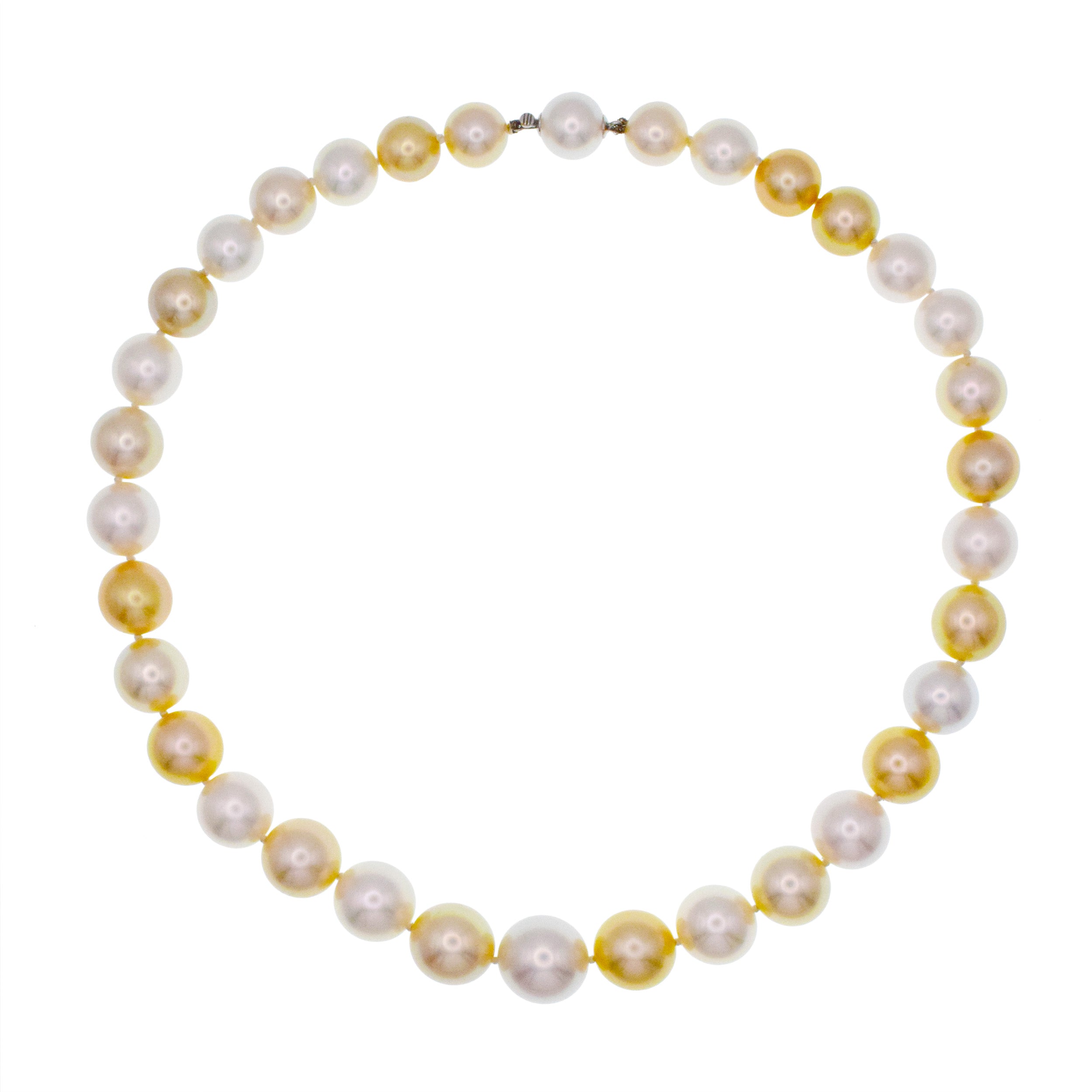 Multi Color South Sea Pearl Necklace With Hidden Pearl & 18k Gold Clasp