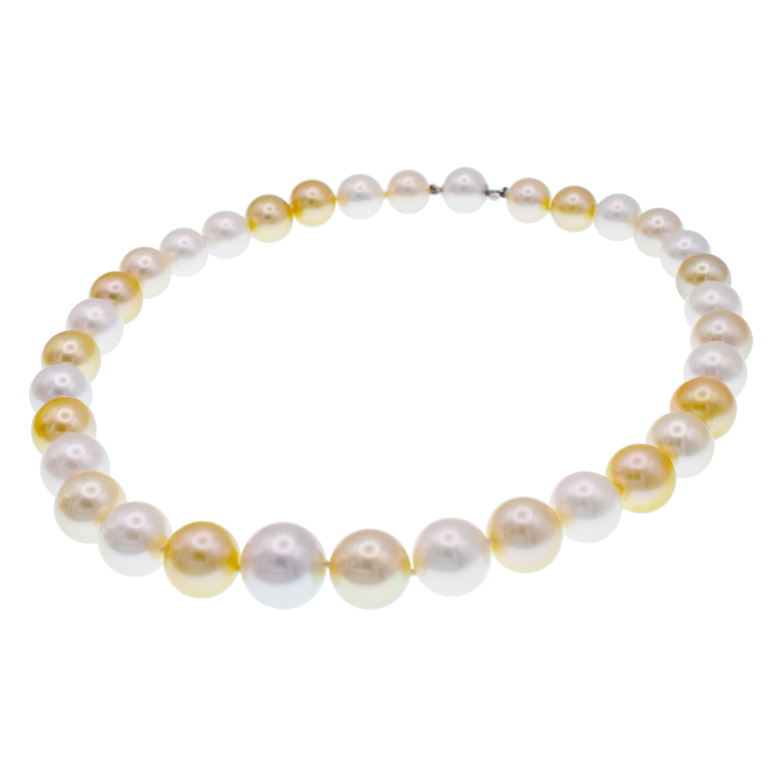 Multi Color South Sea Pearl Necklace With Hidden Pearl & 18k Gold Clasp