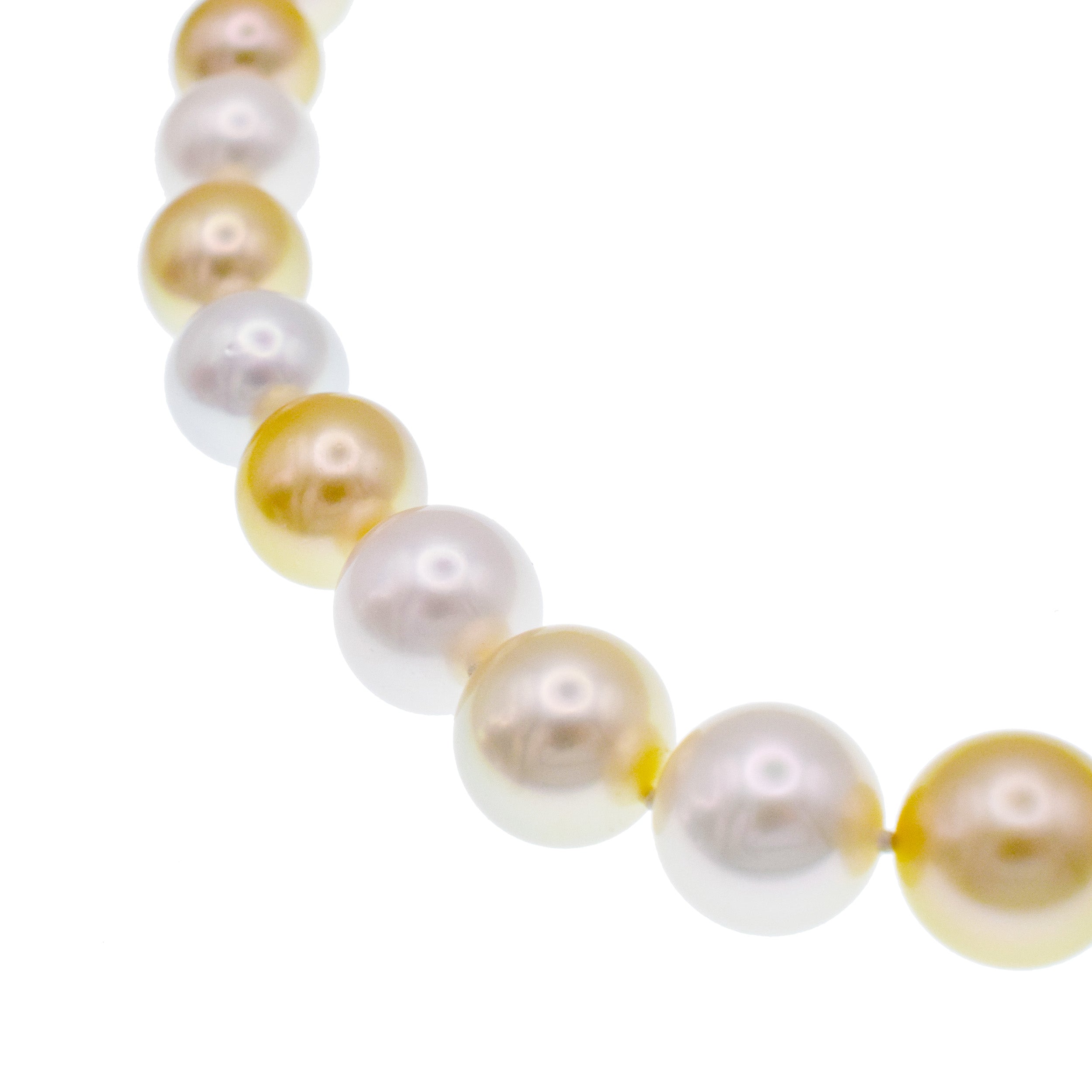 Multi Color South Sea Pearl Necklace With Hidden Pearl & 18k Gold Clasp