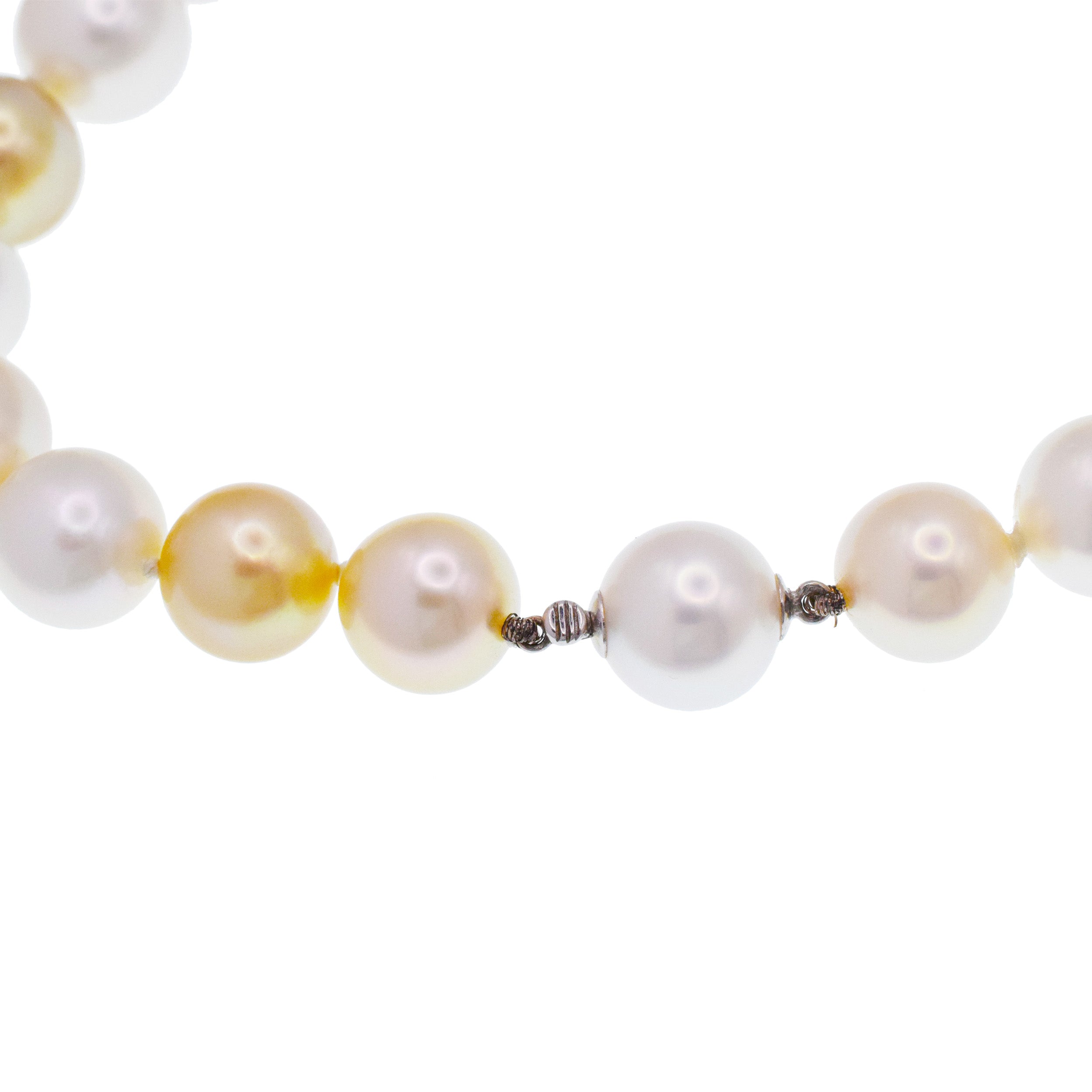Multi Color South Sea Pearl Necklace With Hidden Pearl & 18k Gold Clasp