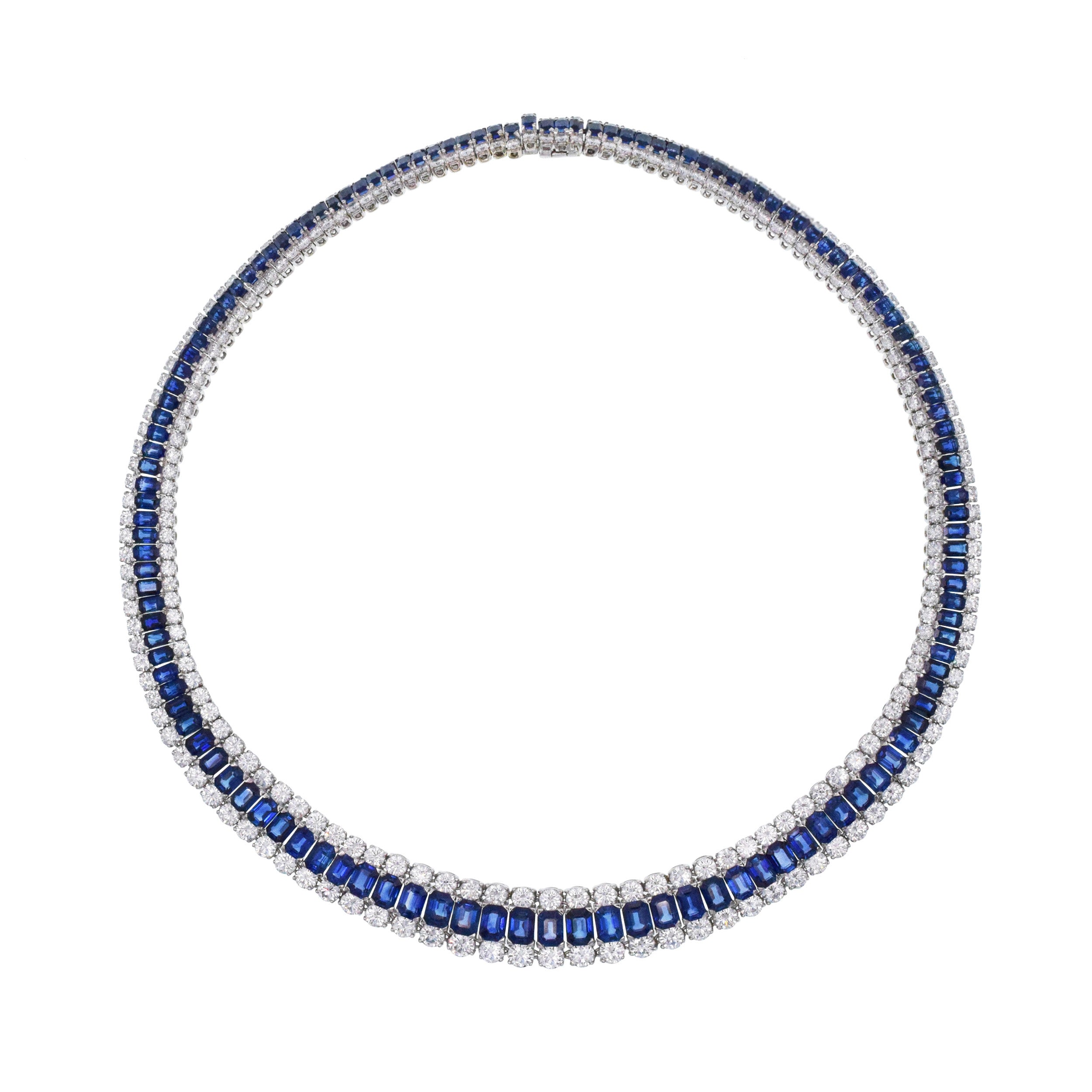 MOLINA Sapphire And Diamond Necklace In 18k White Gold