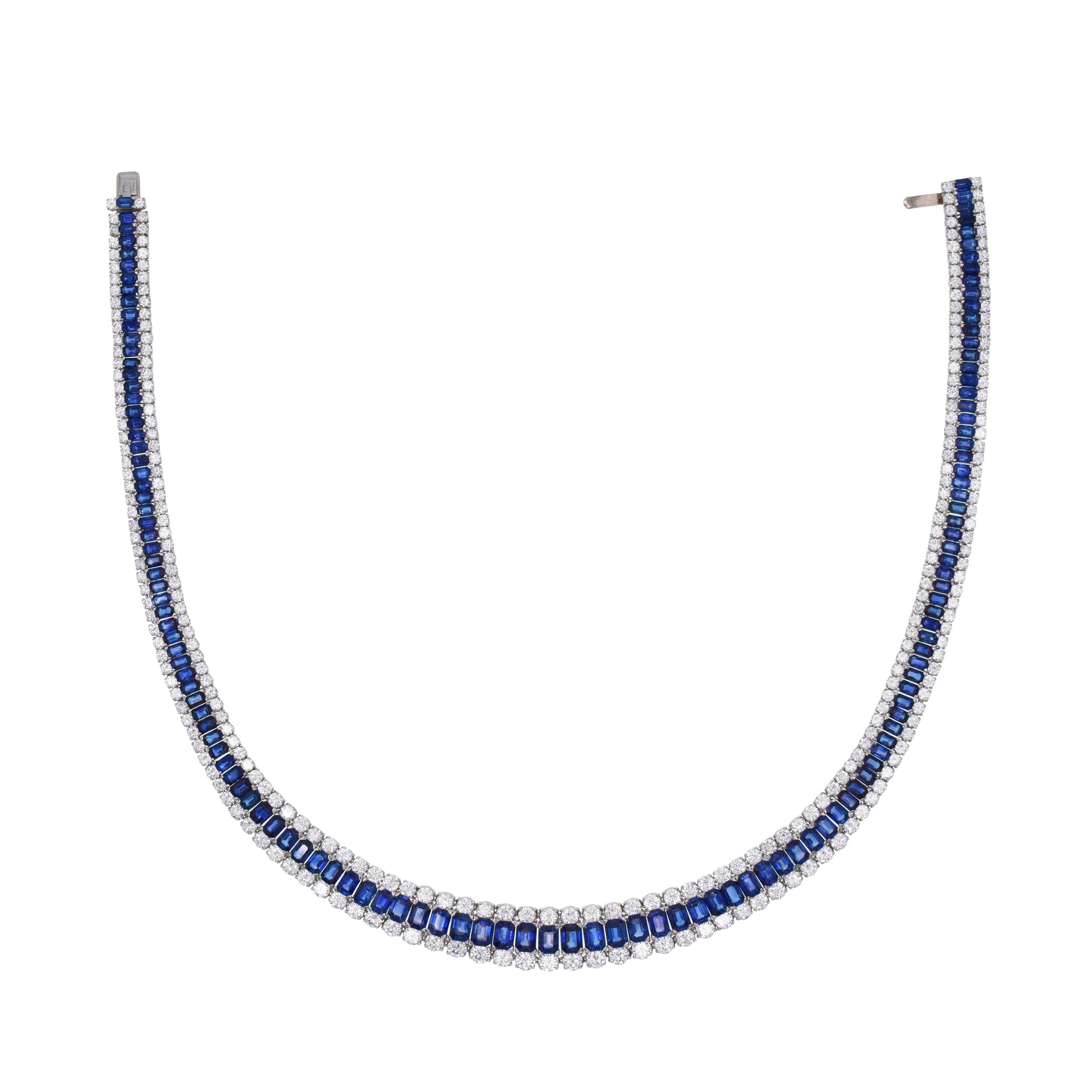 MOLINA Sapphire And Diamond Necklace In 18k White Gold