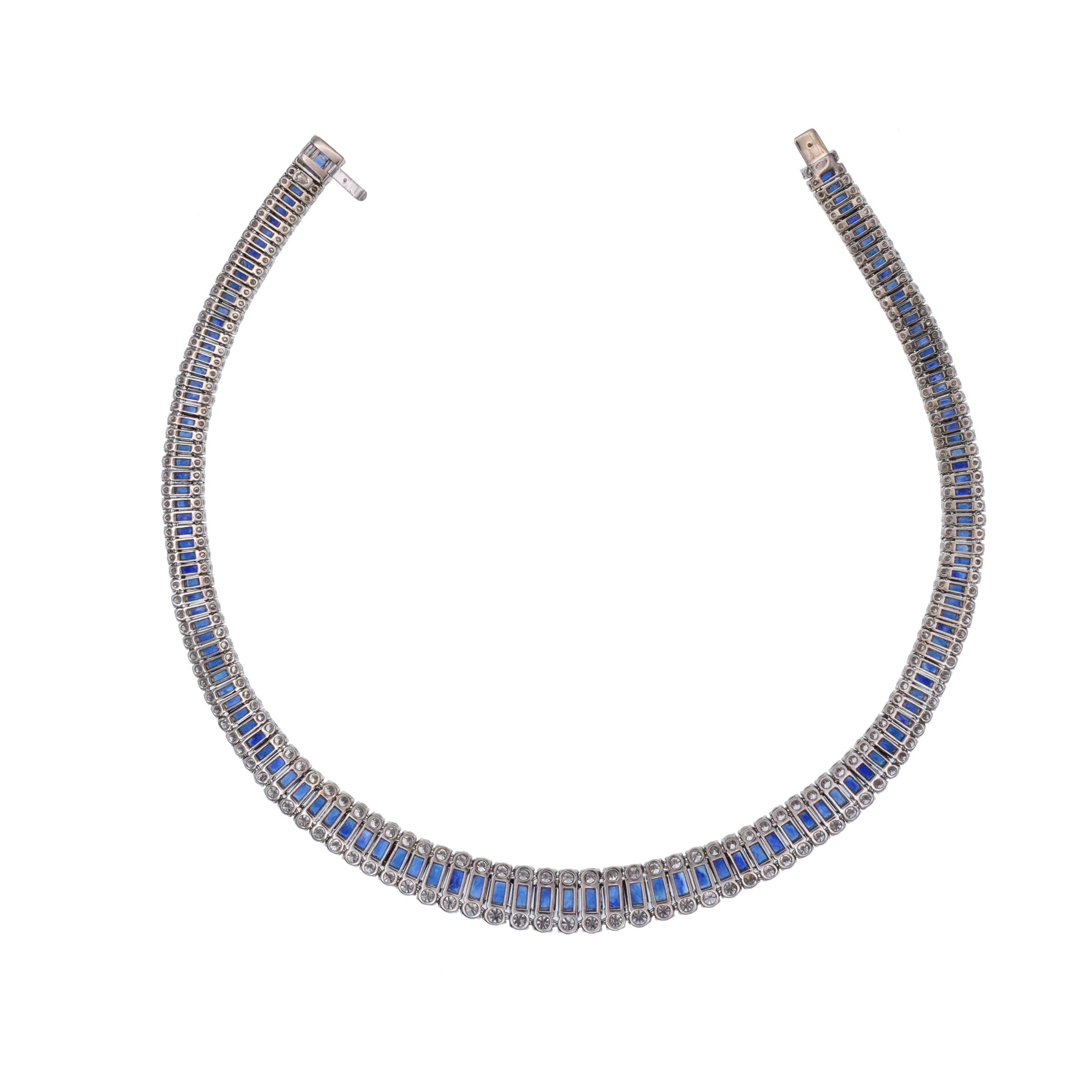 MOLINA Sapphire And Diamond Necklace In 18k White Gold