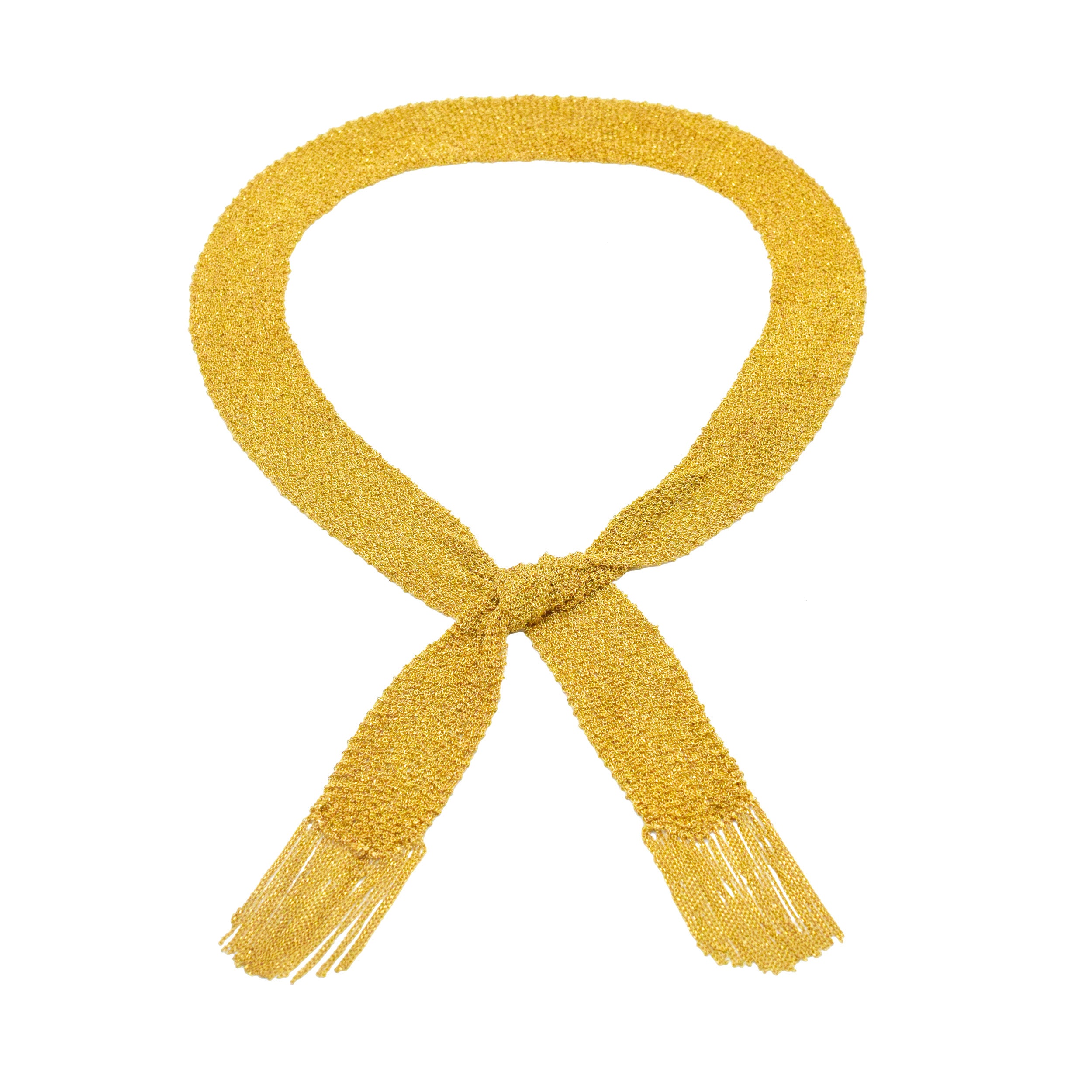 18k Yellow Gold Mesh Scarf Necklace