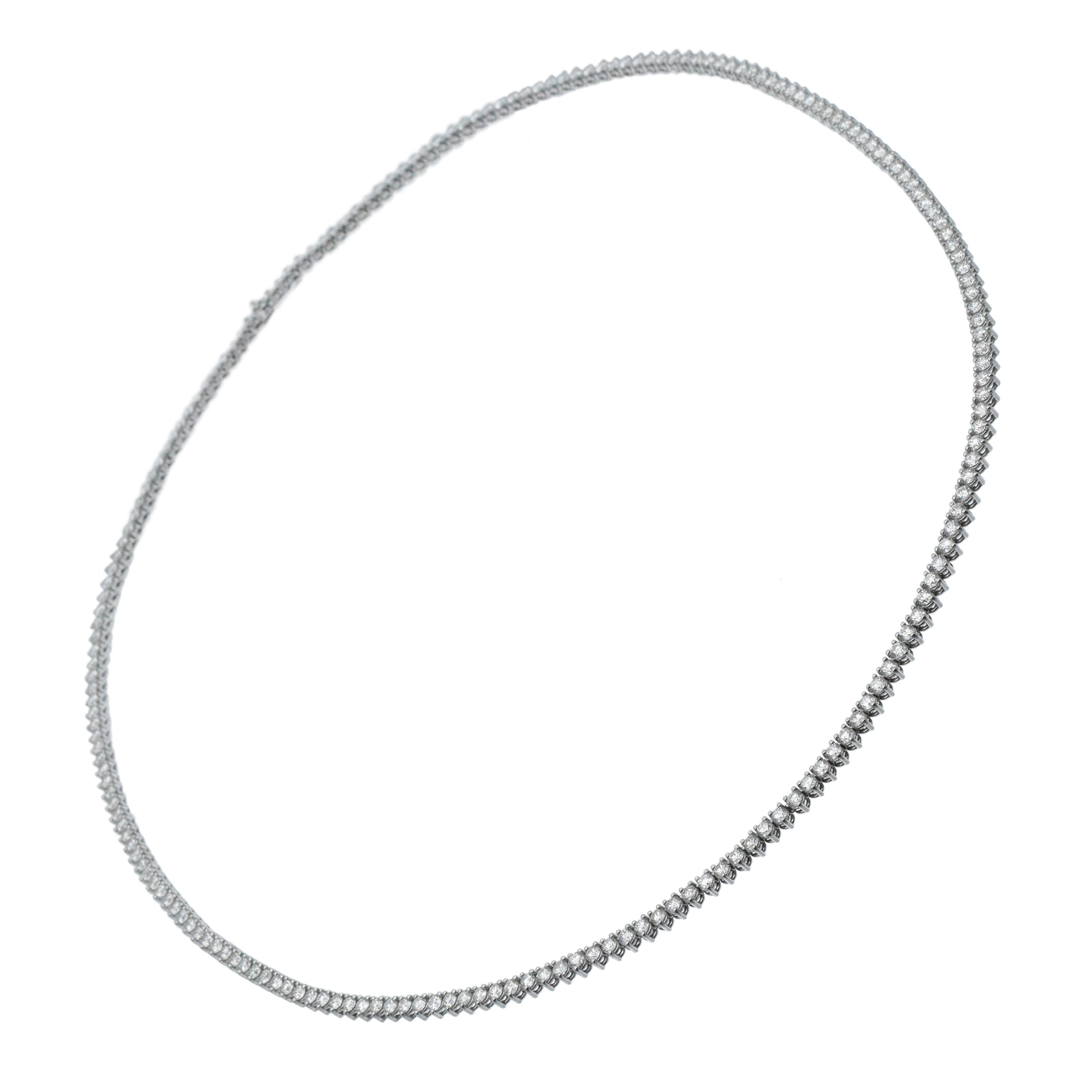 Roberto Coin Long Diamond Tennis Necklace In 18k White Gold