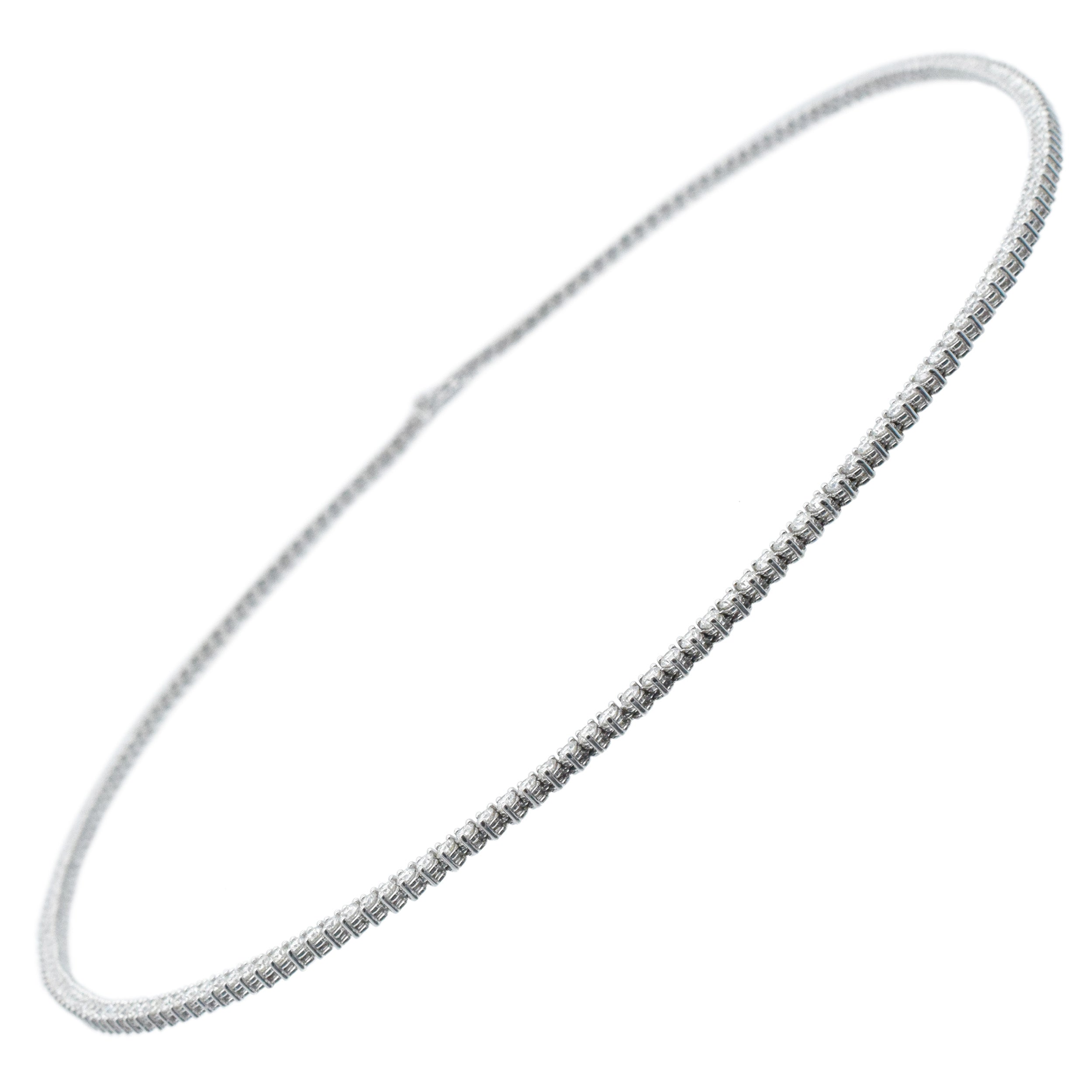 Roberto Coin Long Diamond Tennis Necklace In 18k White Gold