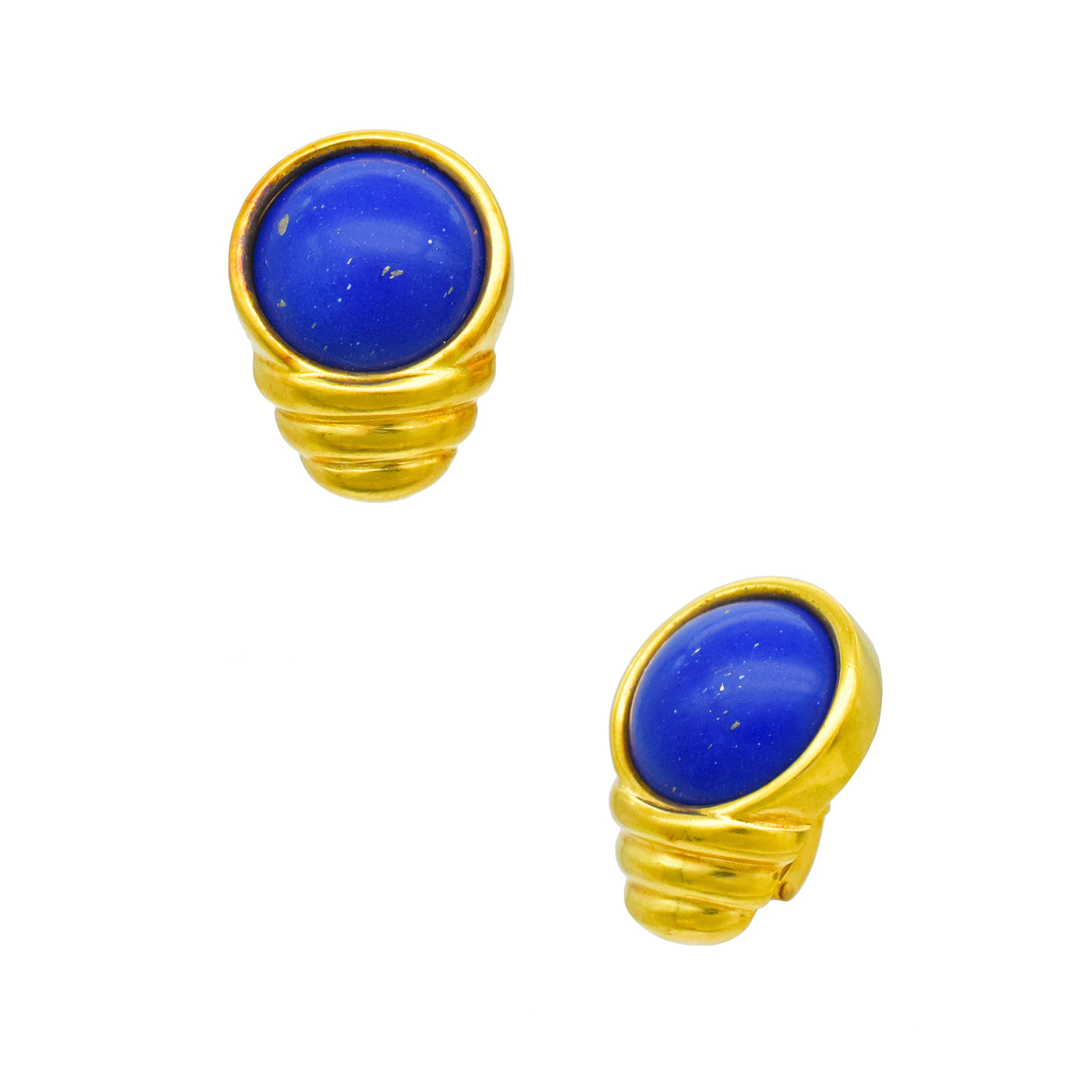 Lapis Lazuli And 22k Hammered Gold Necklace And Earrings Suite