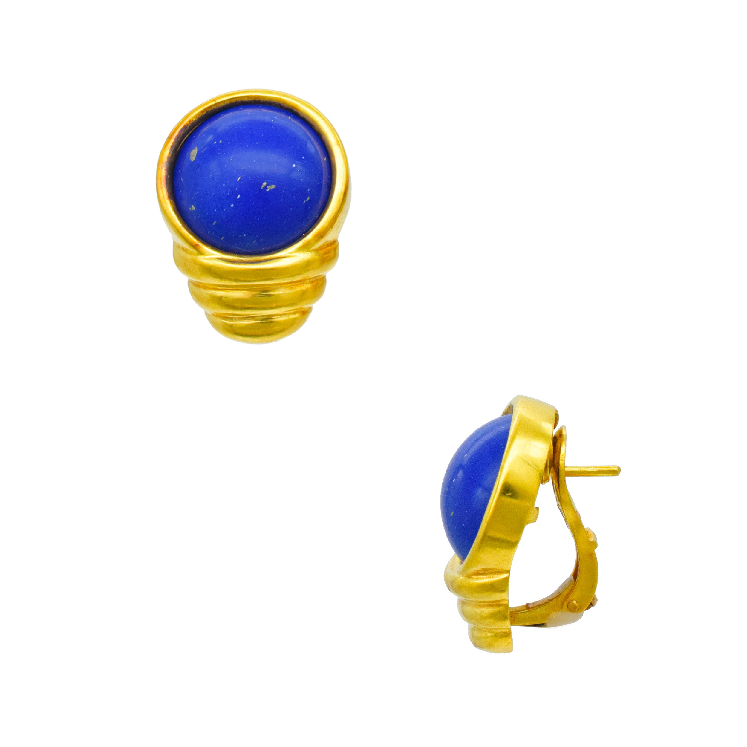 Lapis Lazuli And 22k Hammered Gold Necklace And Earrings Suite