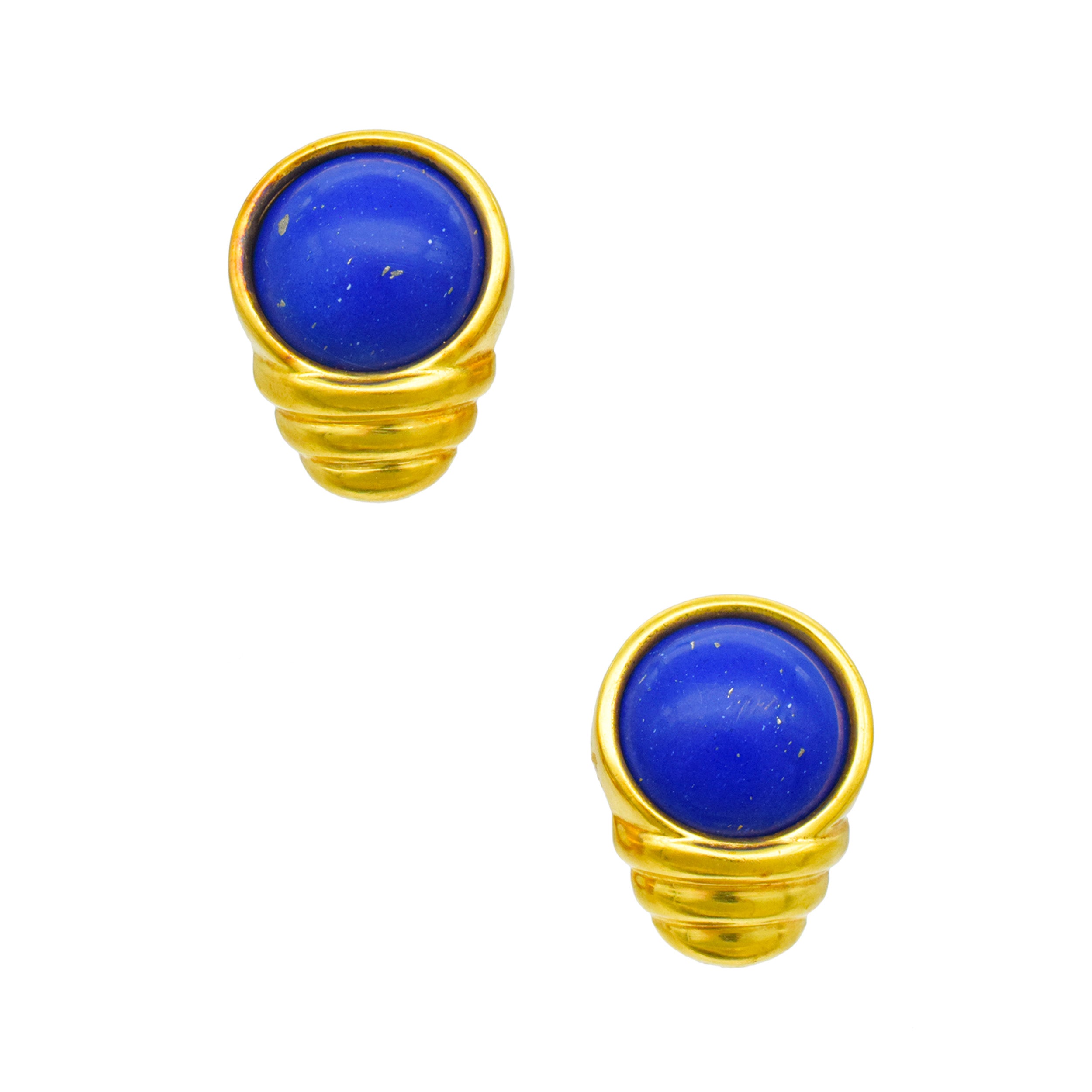 Lapis Lazuli And 22k Hammered Gold Necklace And Earrings Suite