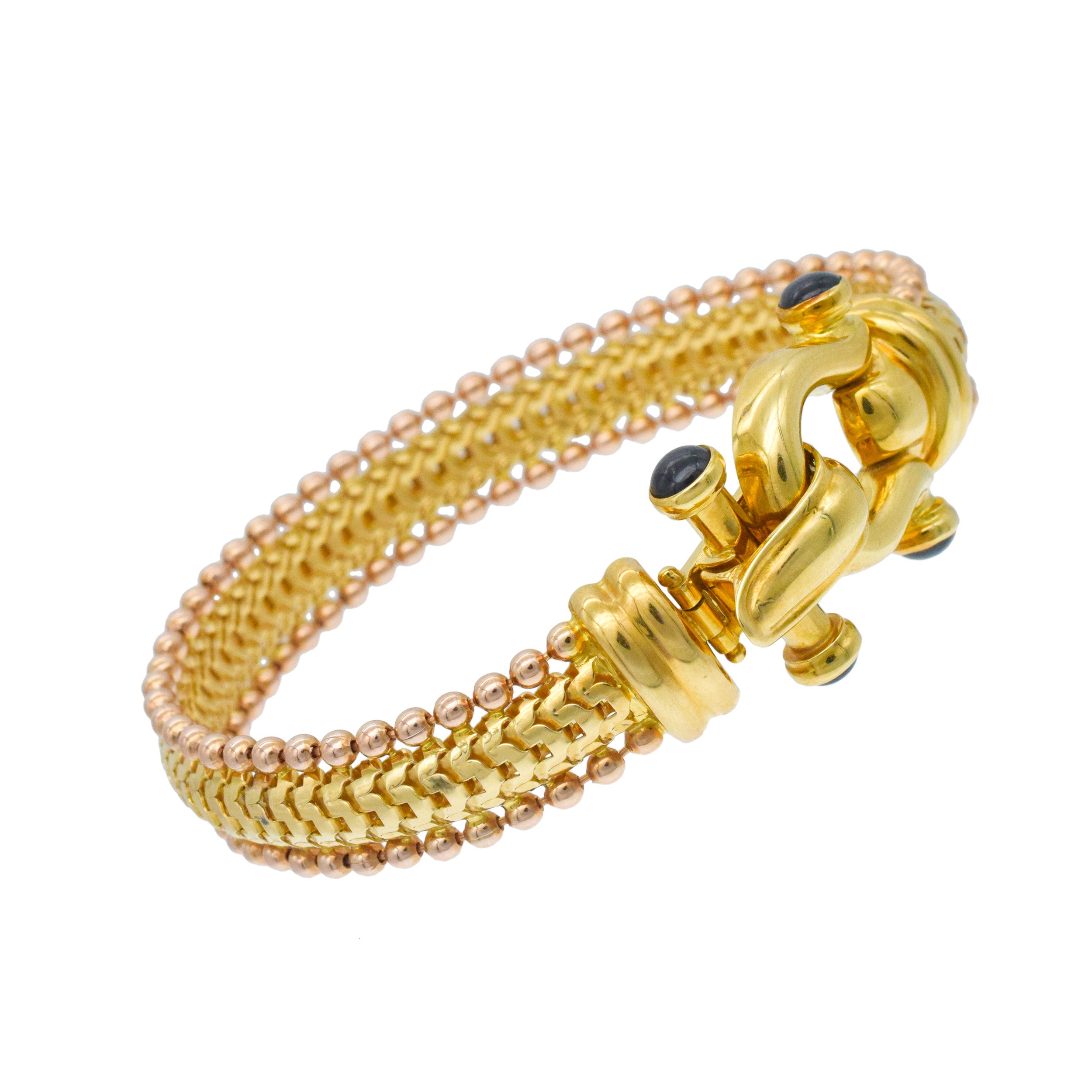 18k Two-Tone Gold Necklace And Bracelet Suite With Sapphire Accents