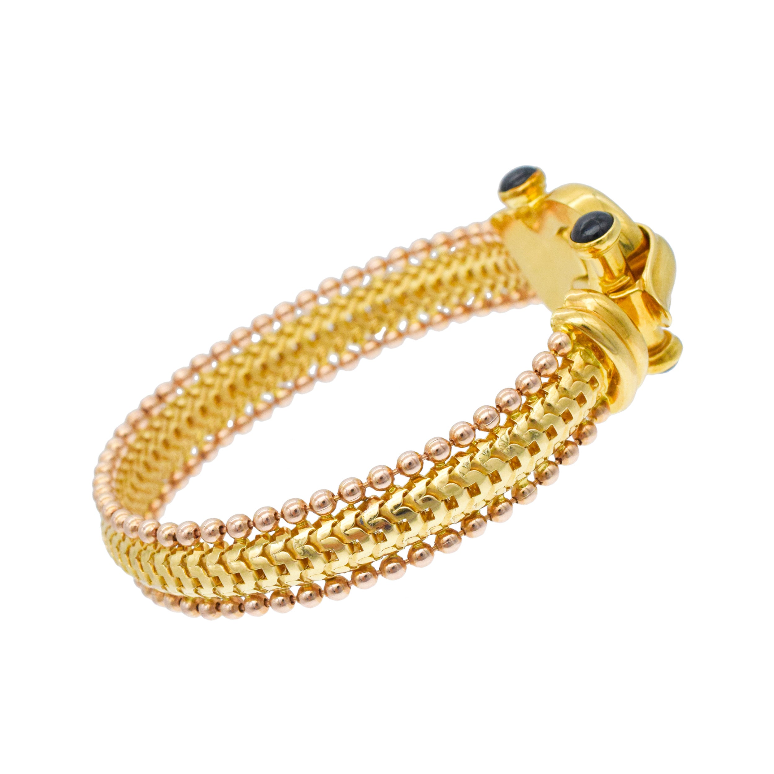 18k Two-Tone Gold Necklace And Bracelet Suite With Sapphire Accents