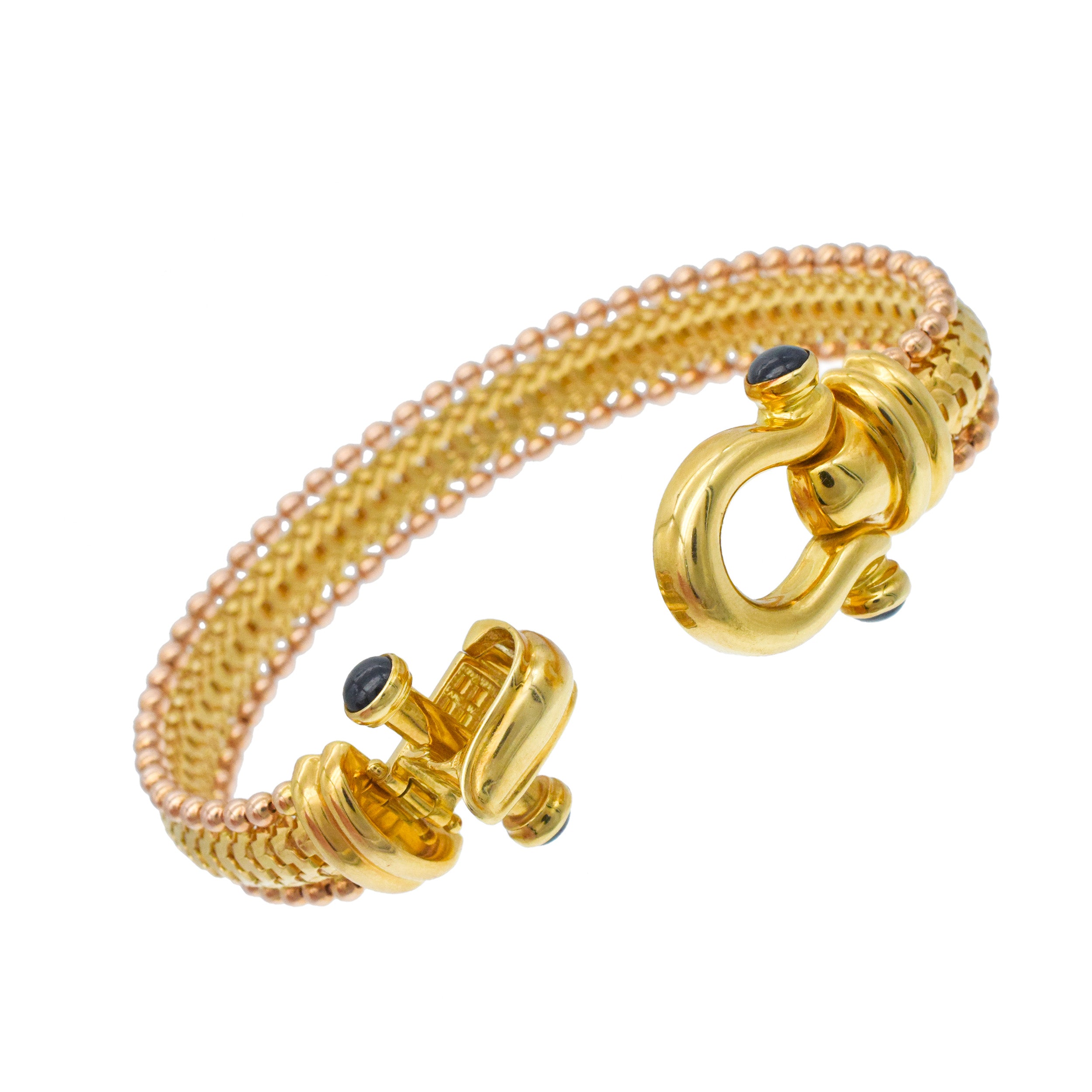 18k Two-Tone Gold Necklace And Bracelet Suite With Sapphire Accents