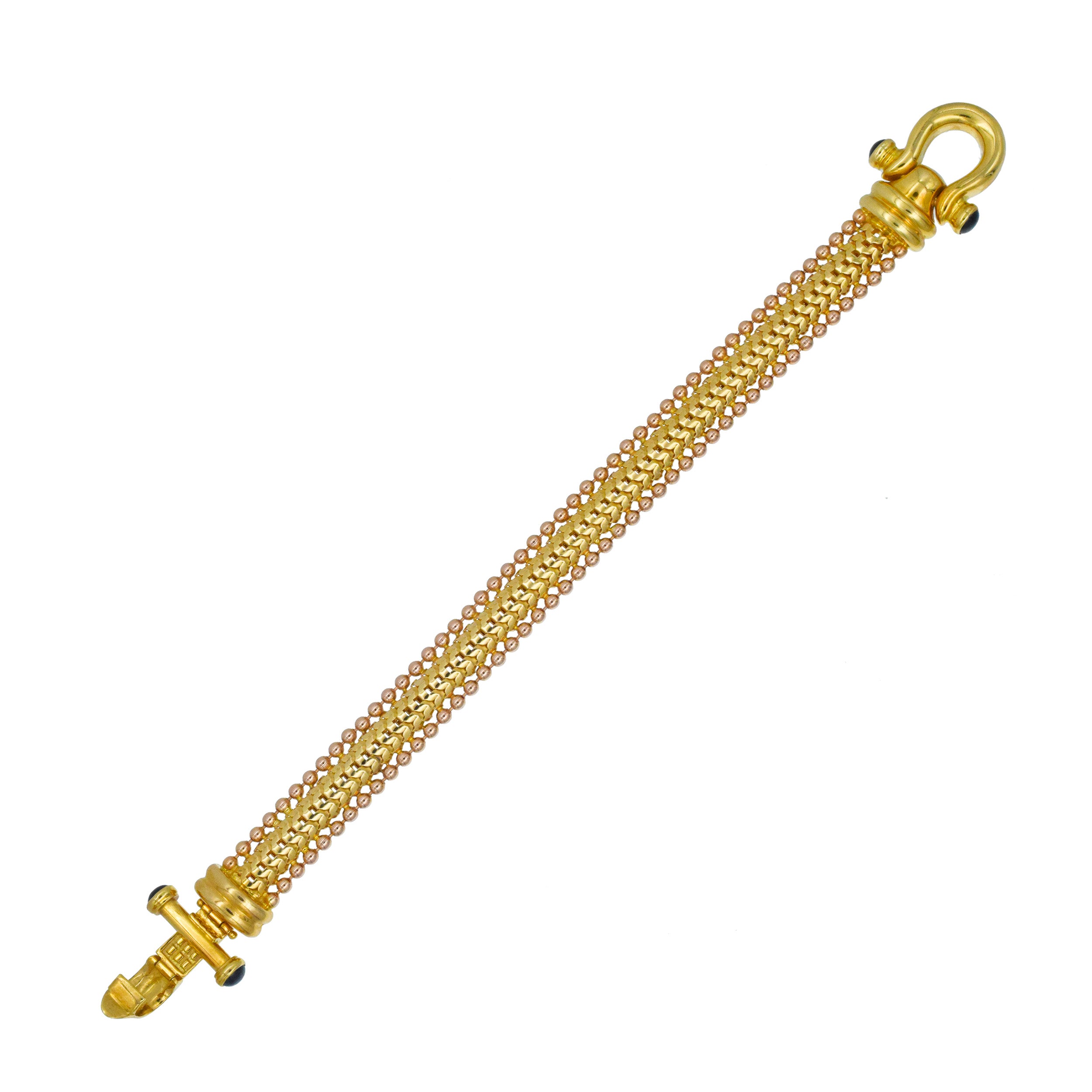 18k Two-Tone Gold Necklace And Bracelet Suite With Sapphire Accents