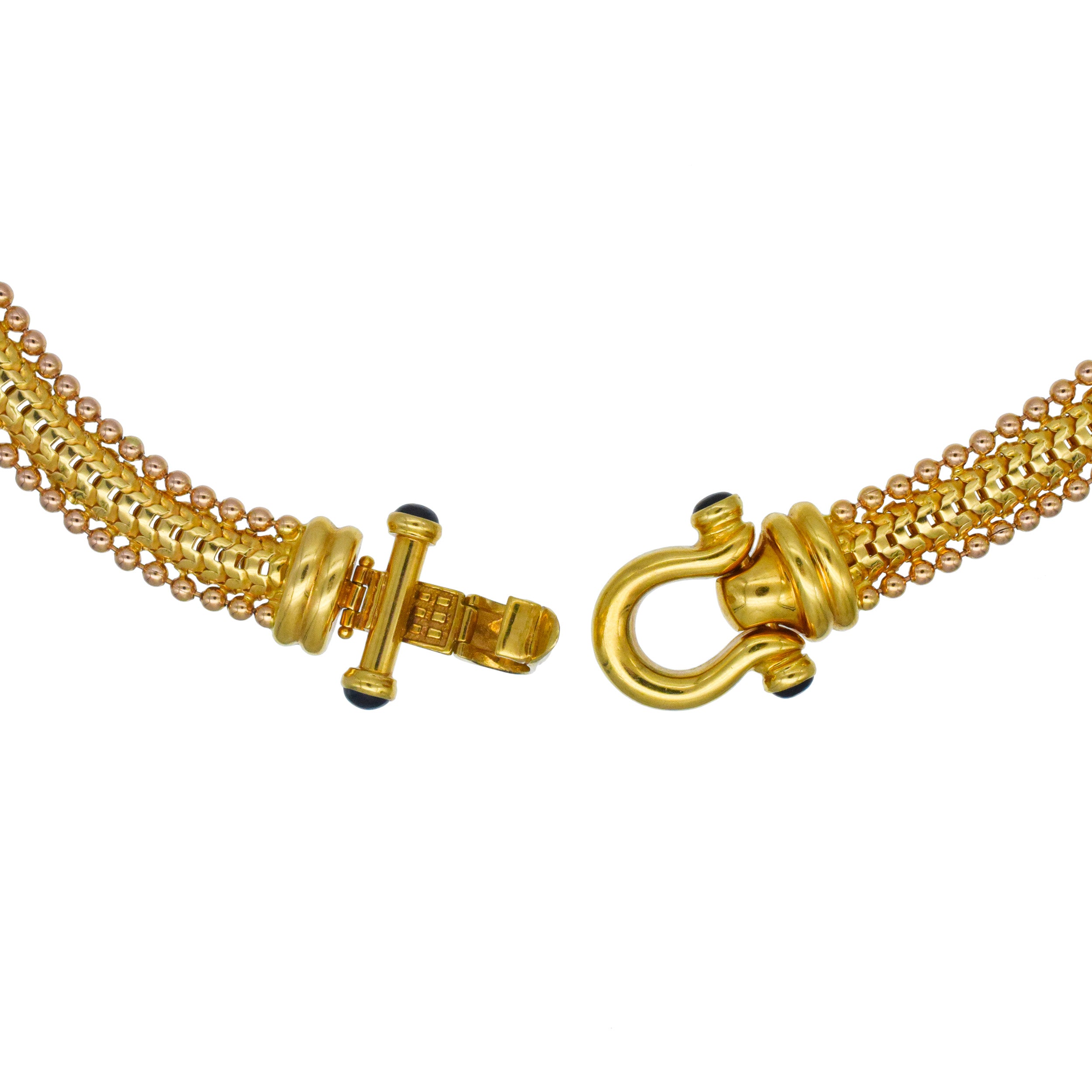18k Two-Tone Gold Necklace And Bracelet Suite With Sapphire Accents