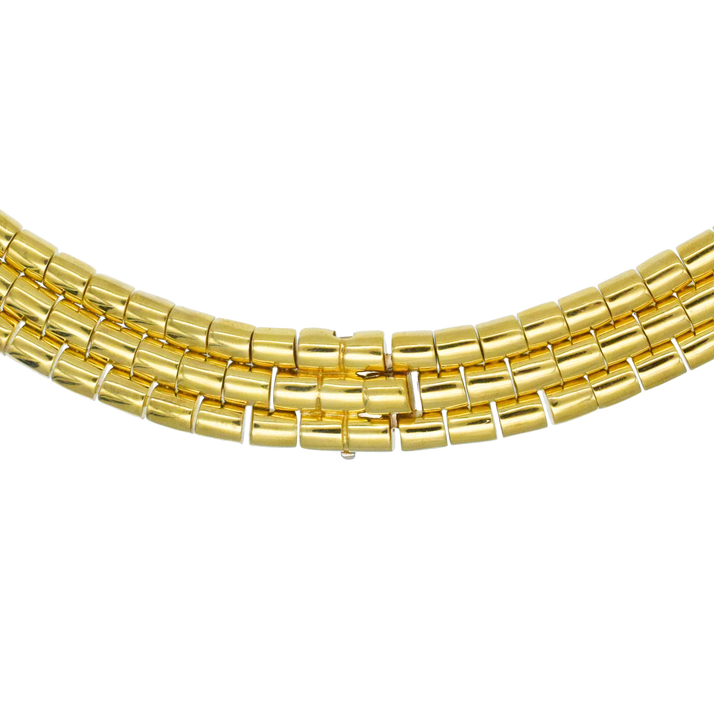 Three - Row Diamond Necklace In 18k Two Tone Gold