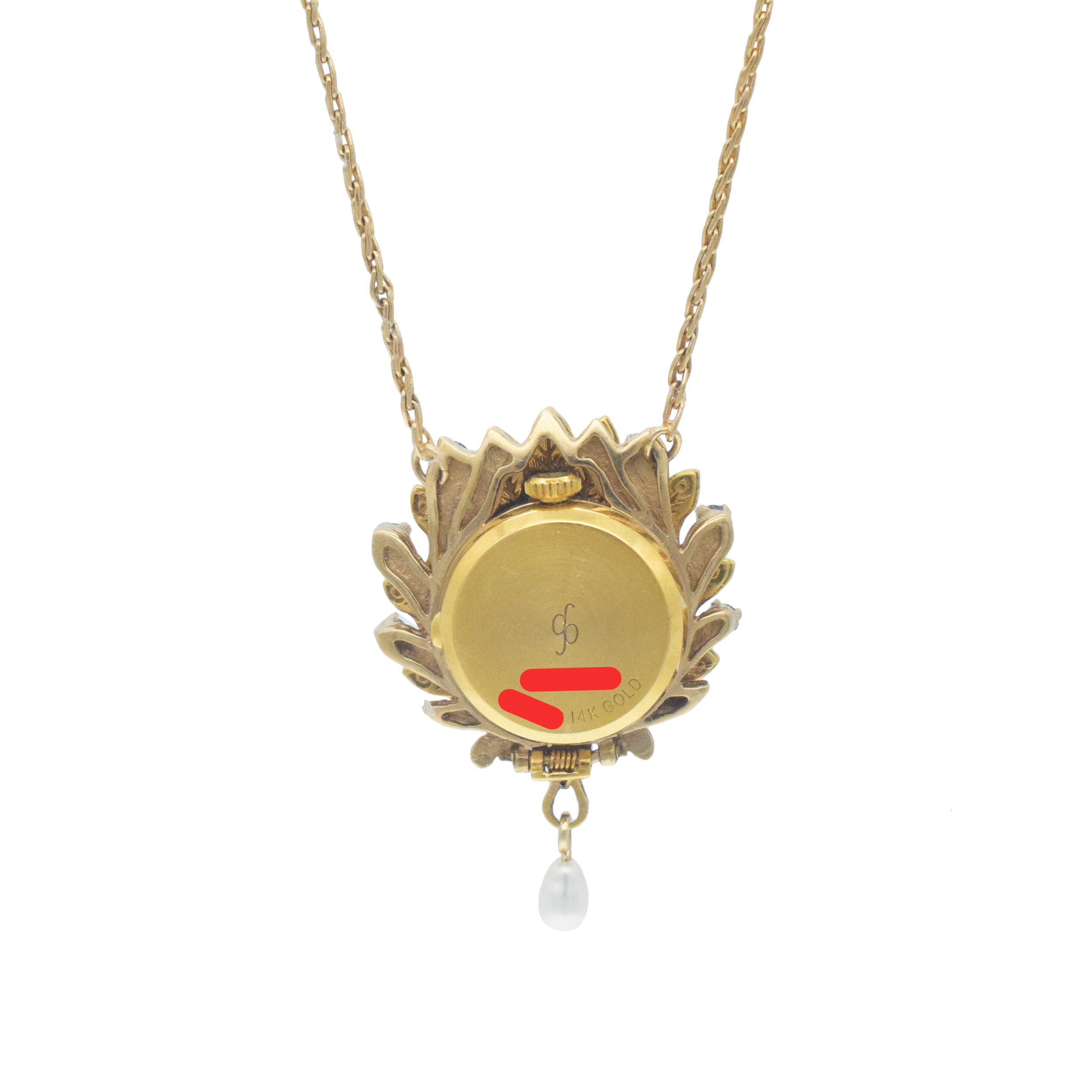 Faberge - Igor Carl Faberge Gem Set And Enamel Peacock Pendant Watch Necklace In 14k Yellow Gold