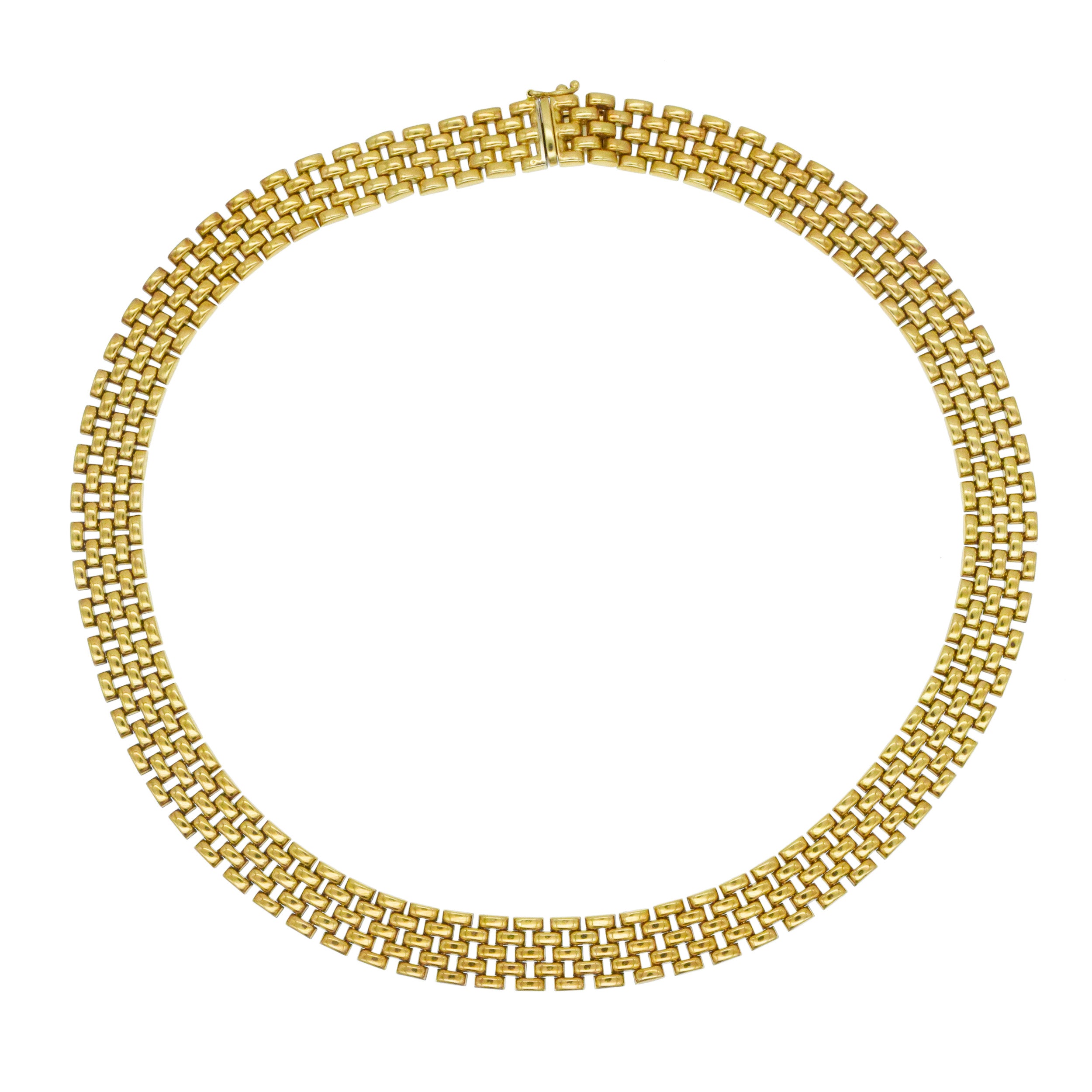 18K Yellow Gold 5-Row Panthere Link Style Necklace