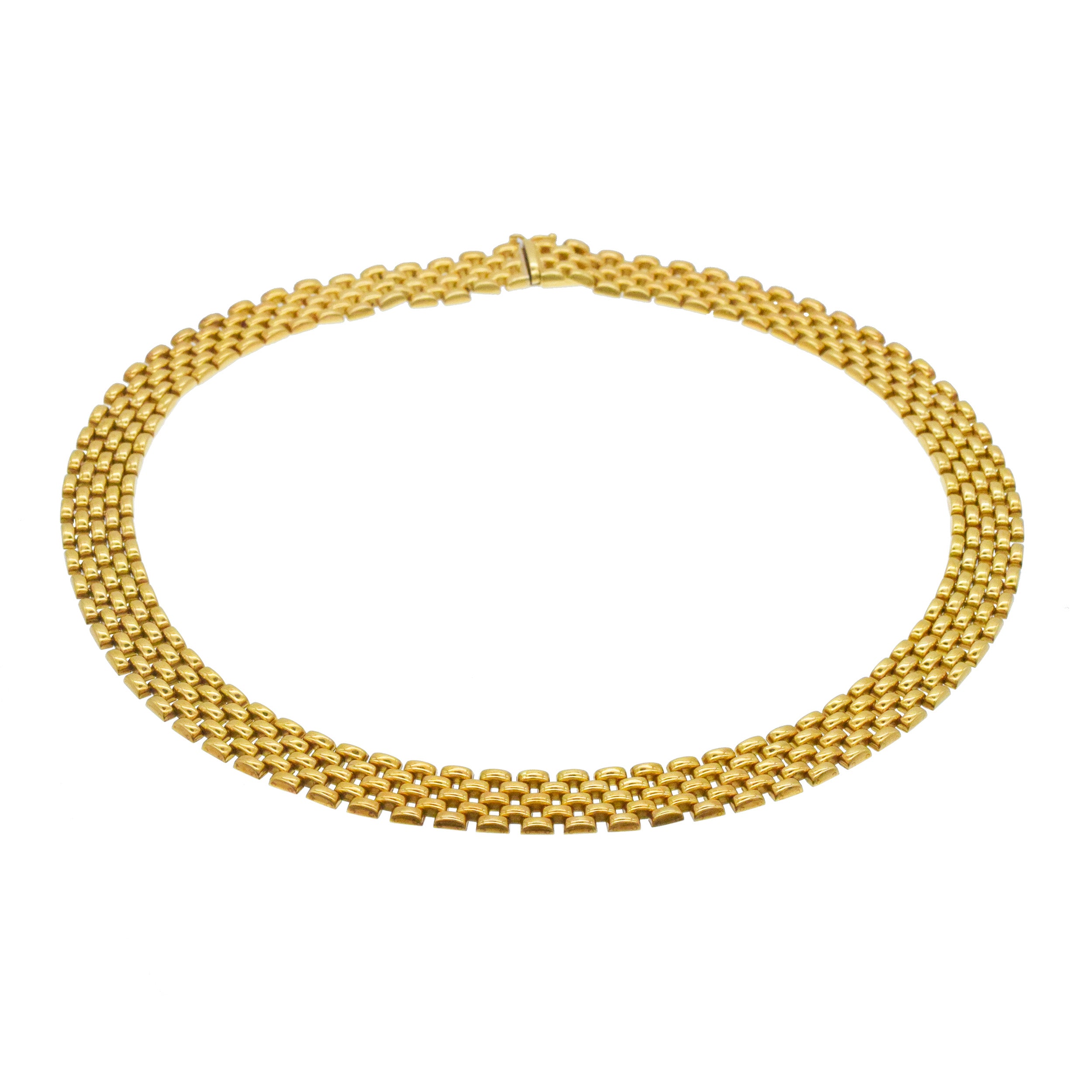 18K Yellow Gold 5-Row Panthere Link Style Necklace